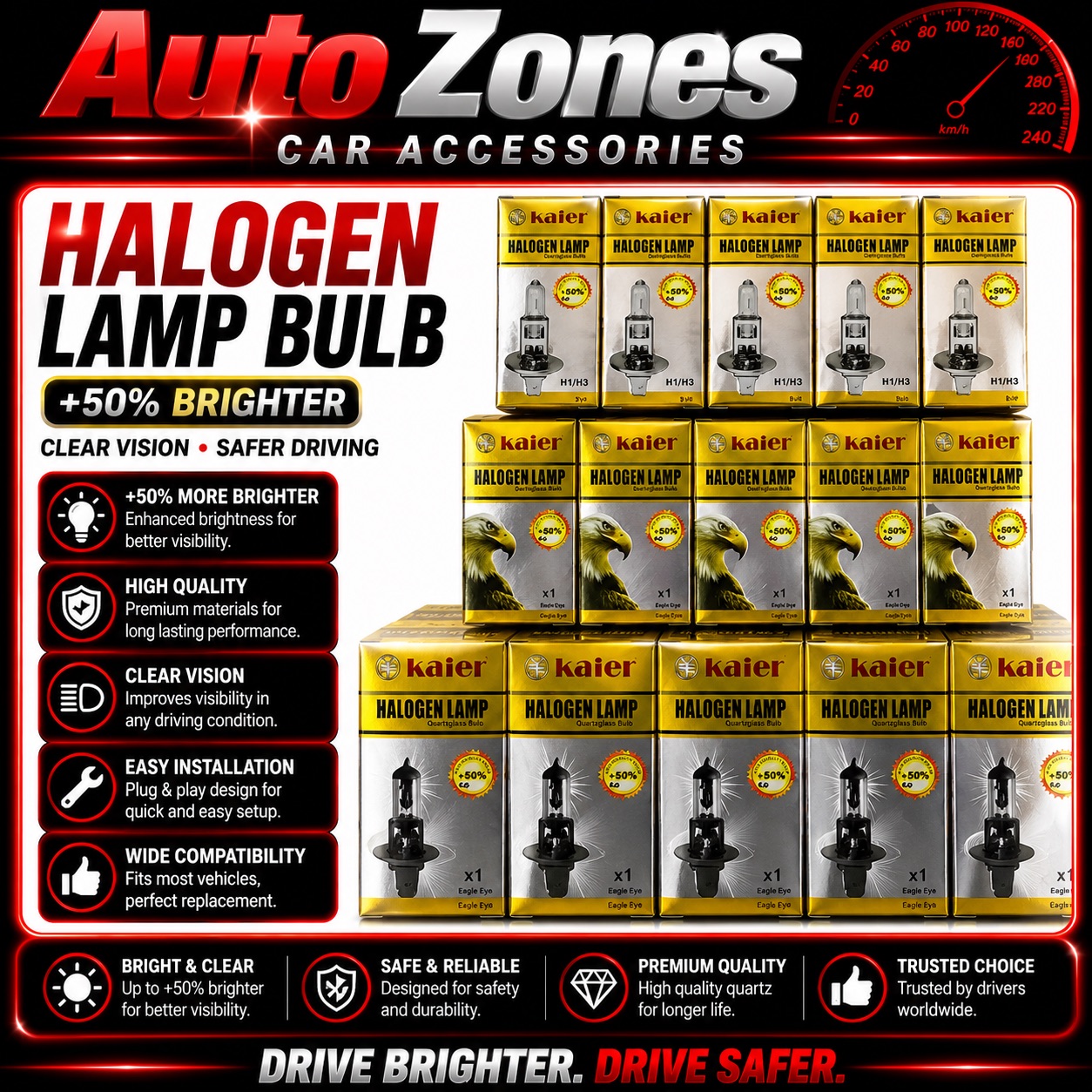 KAIER Car Halogen Headlight Bulb H1 H3 H4 H7 H8 H11 9005 HB3 9006 HB4 Headlamp Fog Light Bulb for All Cars