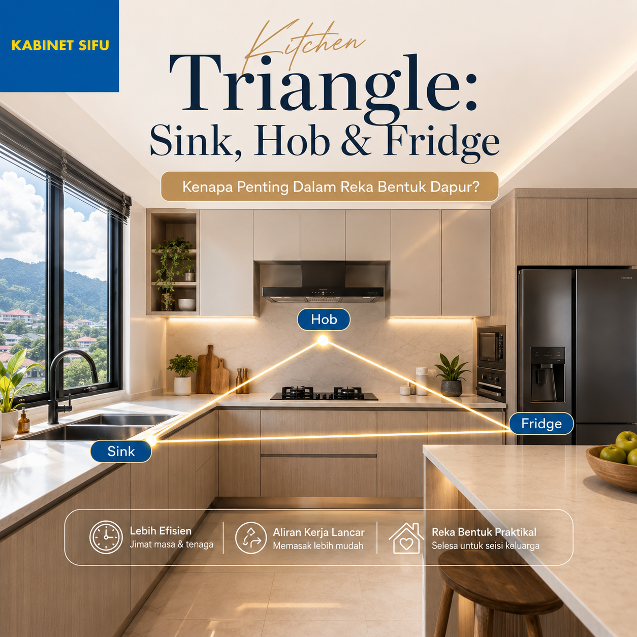 Kitchen Triangle: Sink, Hob & Fridge — Kenapa Penting Dalam Reka Bentuk Dapur?