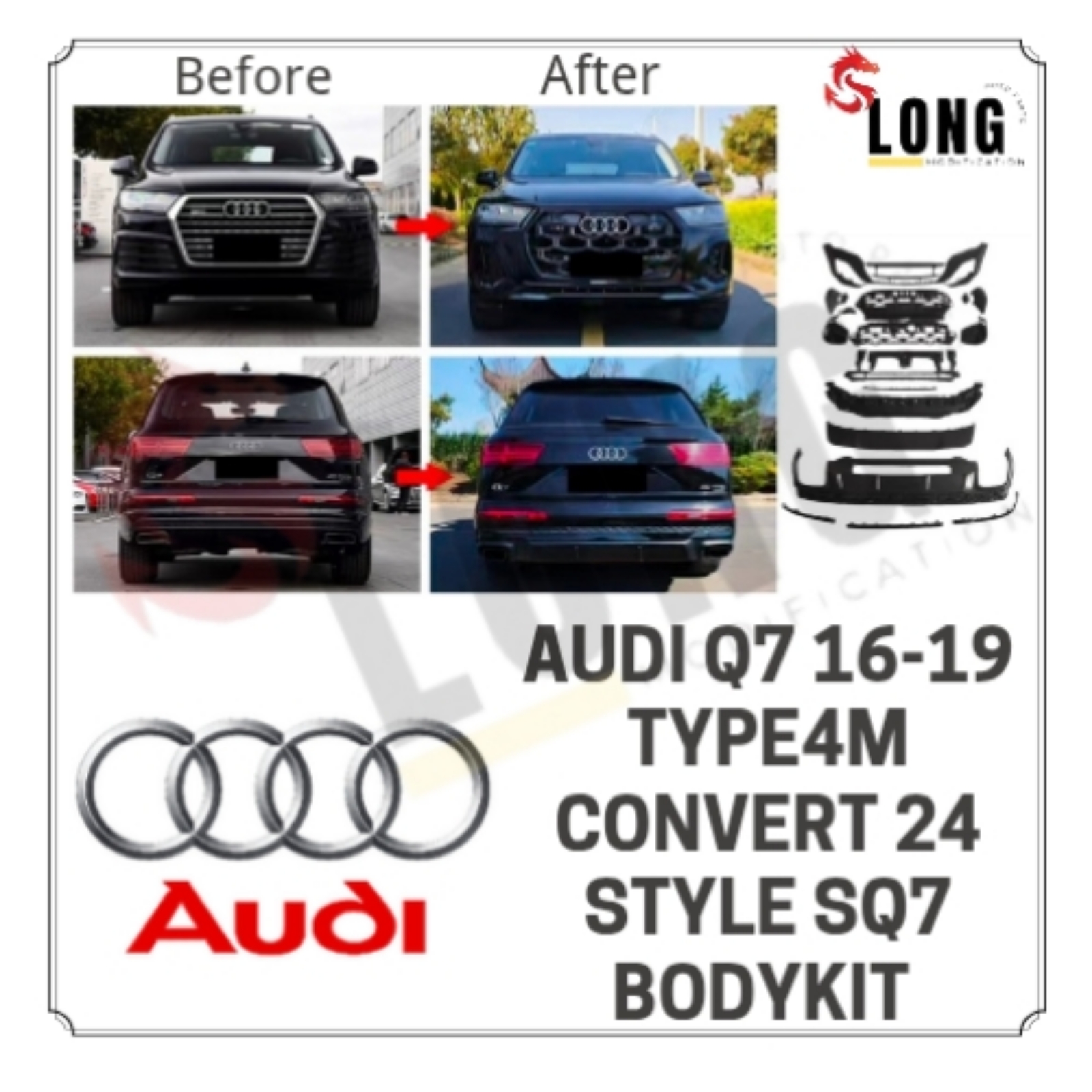 AUDI q7 16-19 type4m convert 24 style sq7 bodykit 