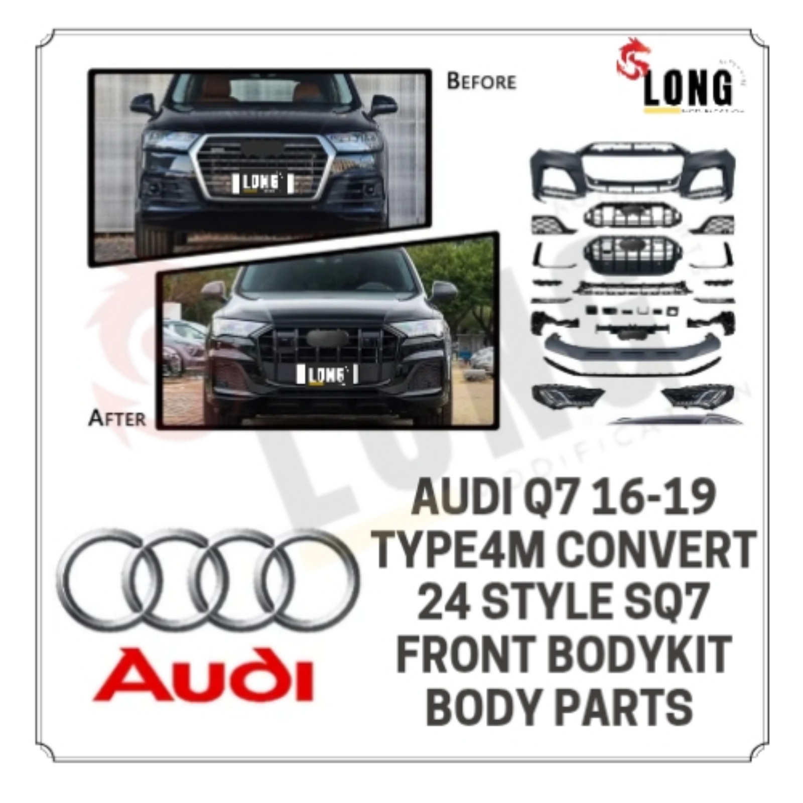 AUDI q7 16-19 type4m convert 24 style sq7 front bodykit body parts 
