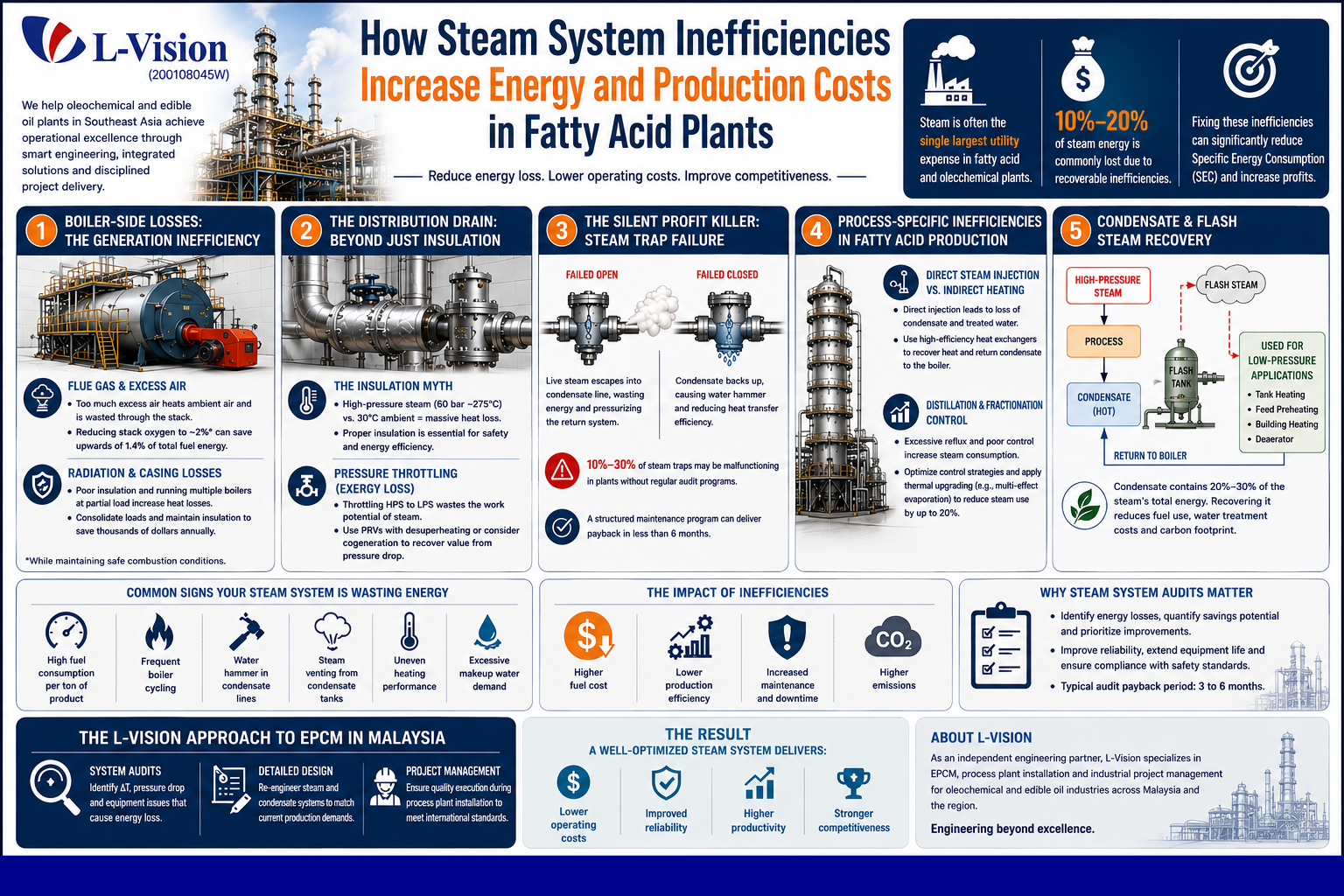 How Steam System Inefficiencies Increase Energy and Production Costs in Fatty Acid Plants