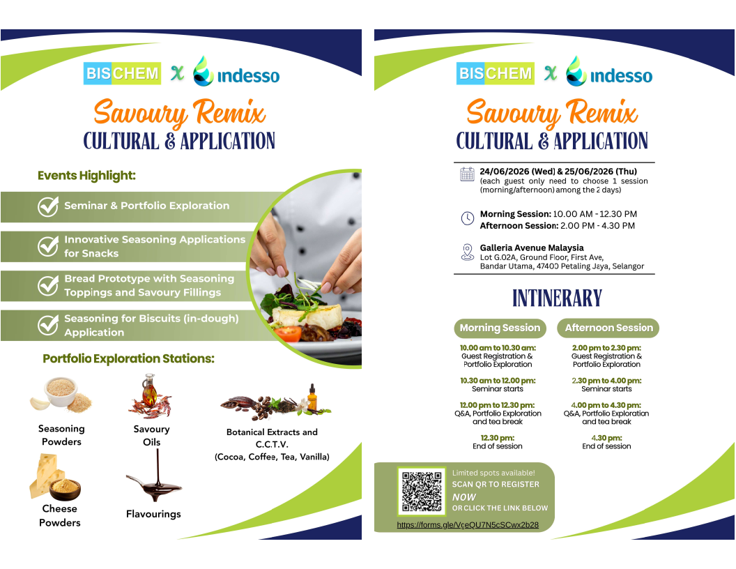 Discover the Next Era of Taste: Bischem x Indesso Present the "Savoury Remix" Seminar & Application Showcase