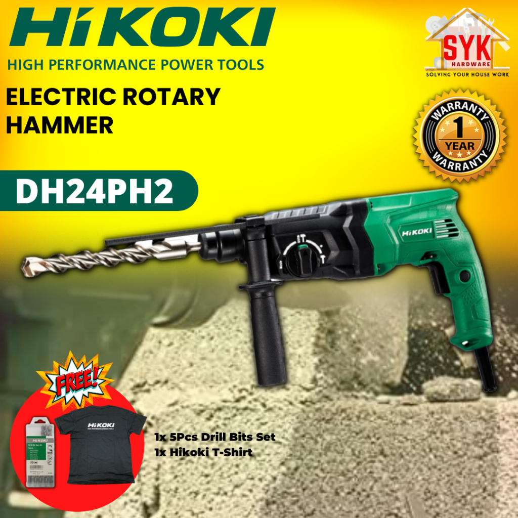 SYK HIKOKI HITACHI DH24PH2 730W Electric Rotary Hammer Drill Power Tools Hacker Hammer Drill Free Gift