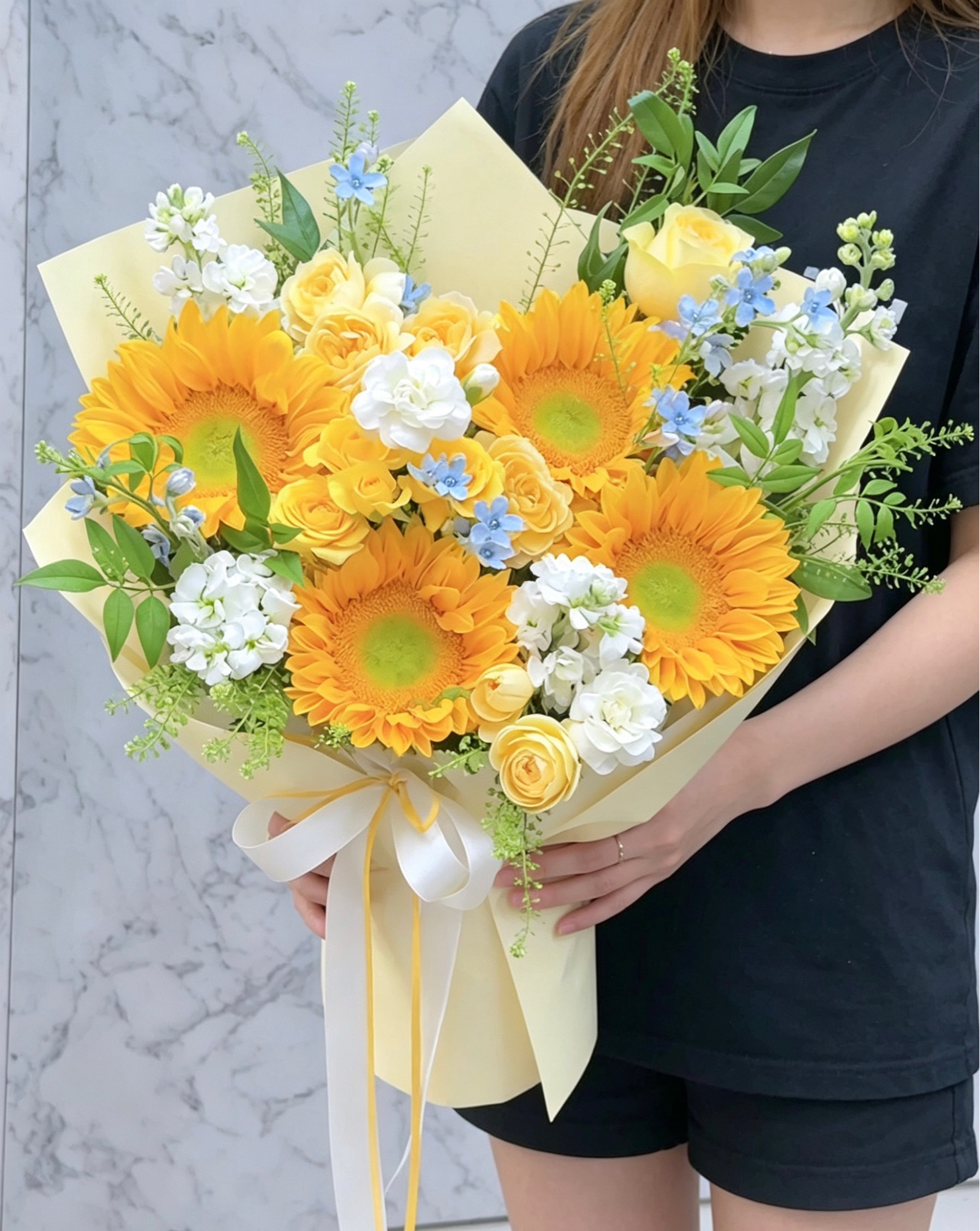 太阳花束 #香檳花束 #混搭花束 #黄色花束
