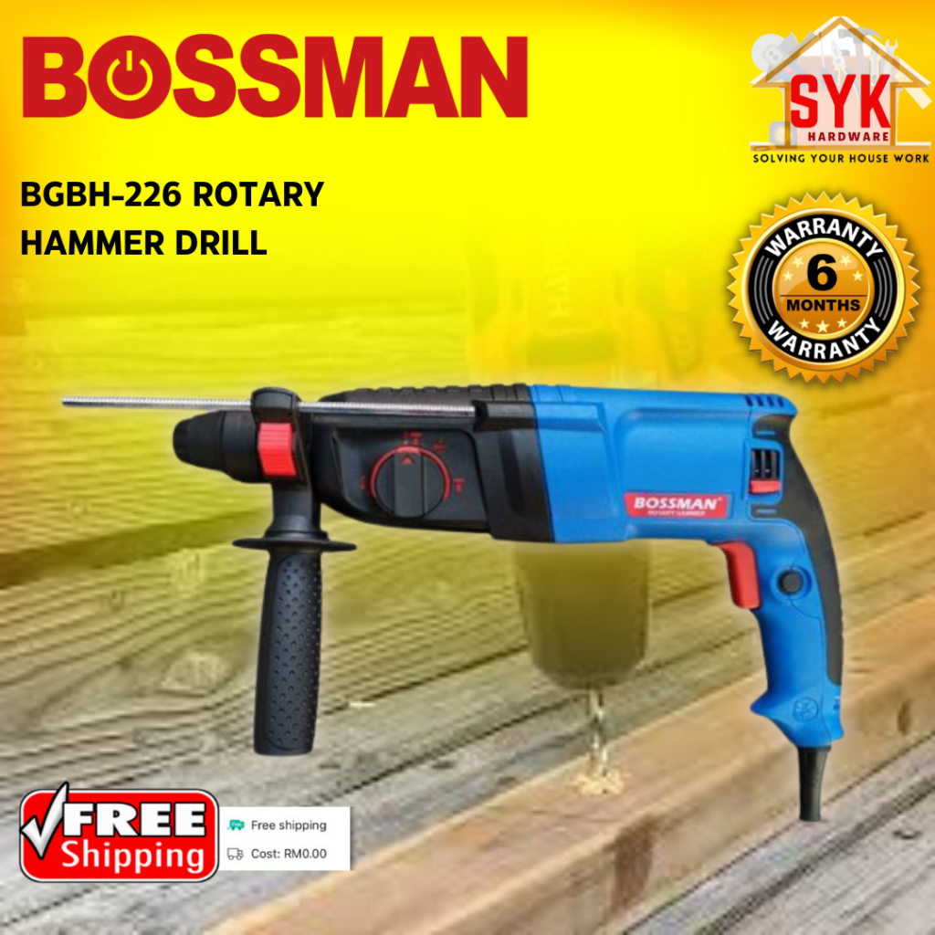 SYK BOSSMAN Rotary Hammer Drill BGBH-226 900W 3 Mode Gerudi Tukul Putar Peralatan Kuasa Drill