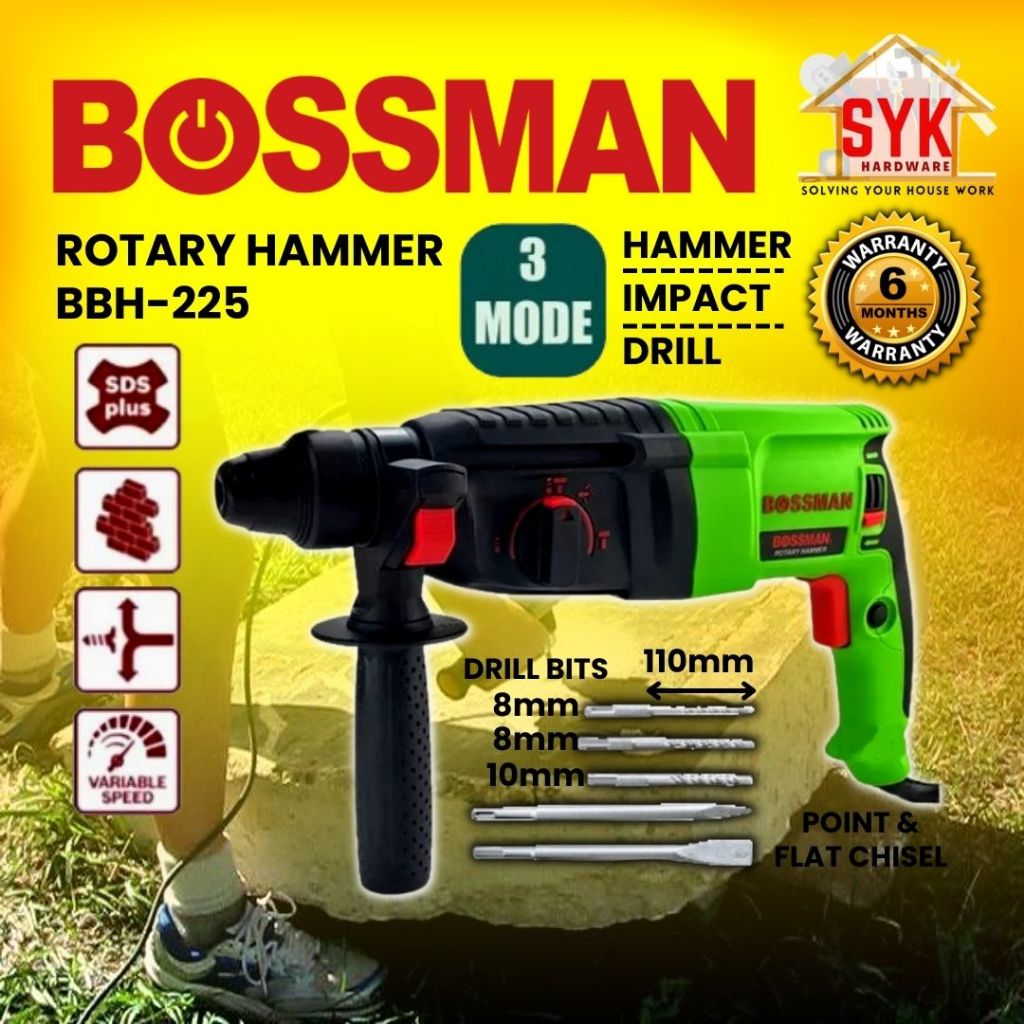 SYK DCA AZC05-26B / BOSSMAN BBH-225 / DAEWOO DARH-26SRE Rotary Hammer Drill / Penebuk Dinding (FREE GIFT)