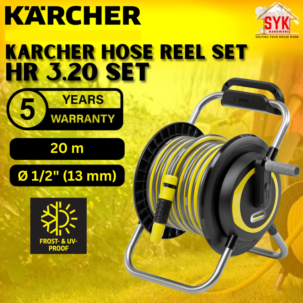 SYK Karcher Hose Reel Set HR 3.20 Set Water Garden Roller Hose Pipe With Hose Reel Wall Mount Heavy Duty Getah Paip