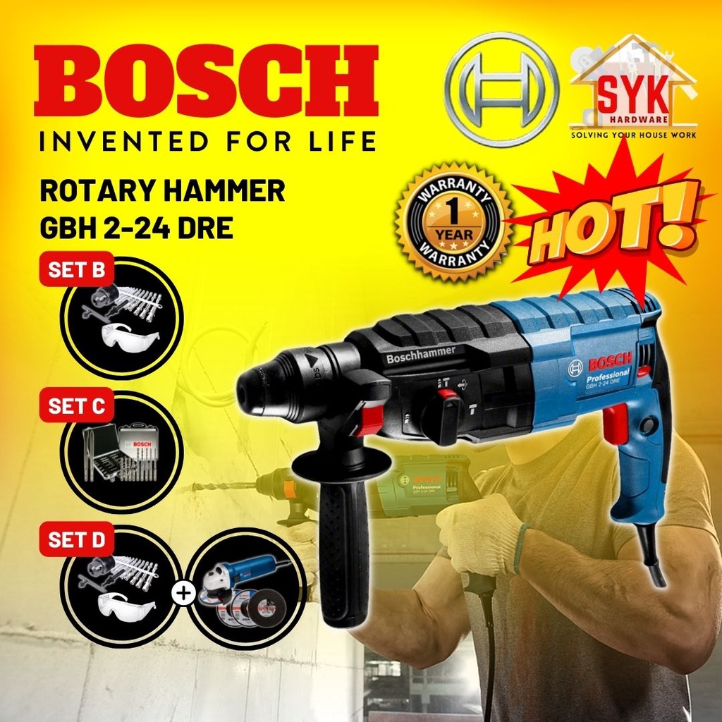 SYK BOSCH GBH 2-24 DRE GBH2-24DRE GBH 2-24DRE Rotary Hammer Drill Power Tools Electric Drill Mesin Drill