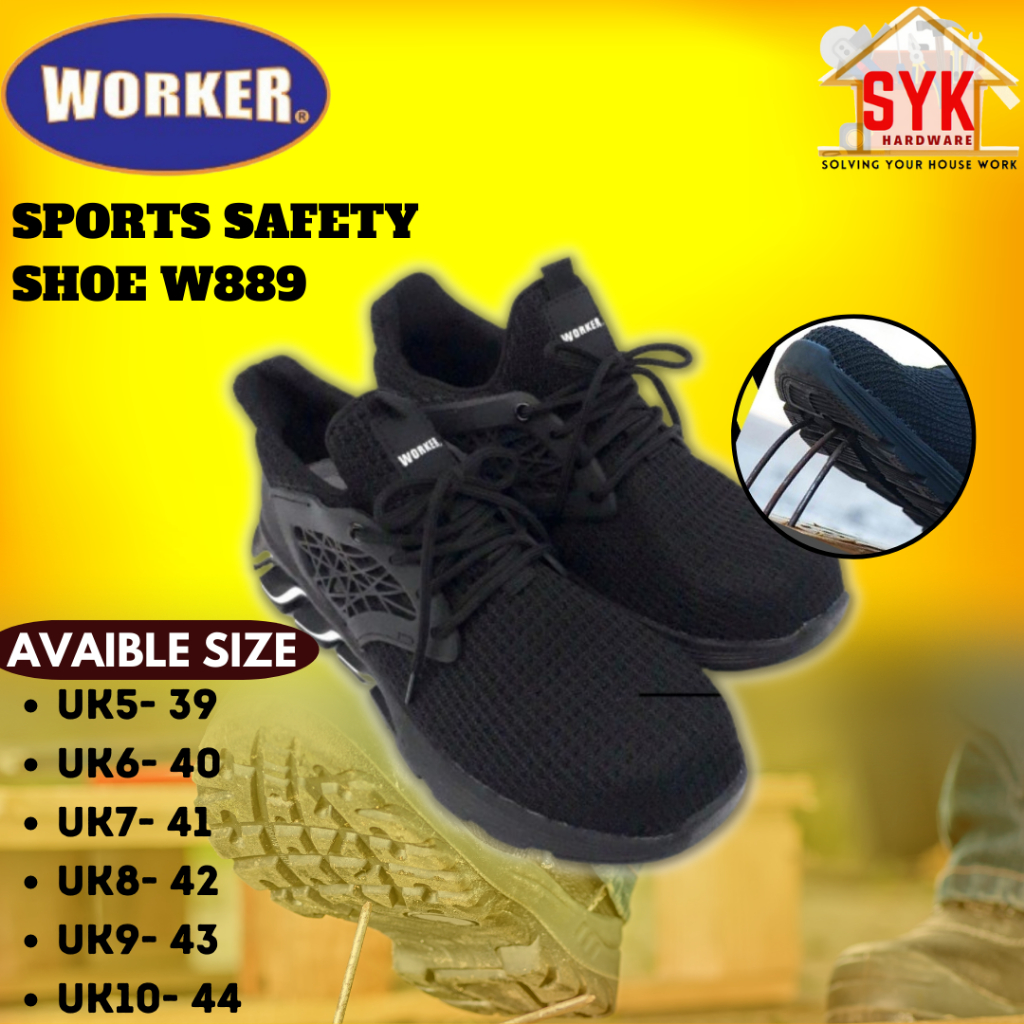 SYK Worker W889 Safety Shoes Anti Slip Smash Protective Steel Toe Boots Men Safety Shoes Kasut Kerja Lelaki