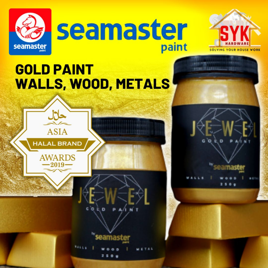 SYK Seamaster Jewel Gold Paint / Cat Emas (Pure Gold 24K) For Interior & Exterior 30g / 250g / 1Kg