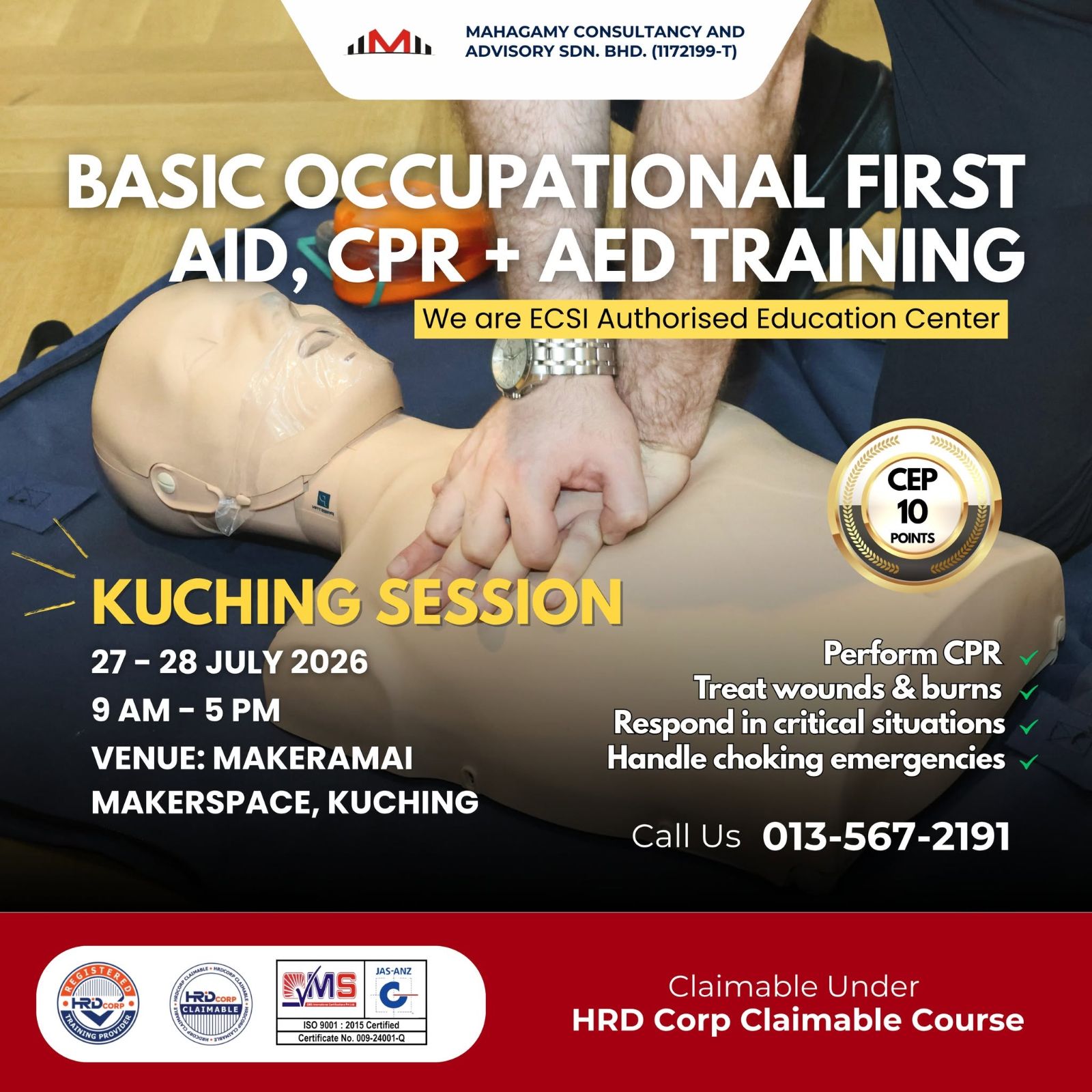 Kuching: Basic Occupational First Aid, CPR + AED Training (BOFA) – Kuching Session