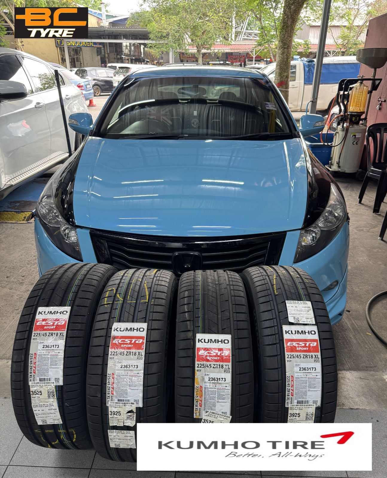 🚗🔥 Honda Accord 升级👨‍🔧✨225/45ZR Kumho Ecsta Sport PS72 🛞_181517062026