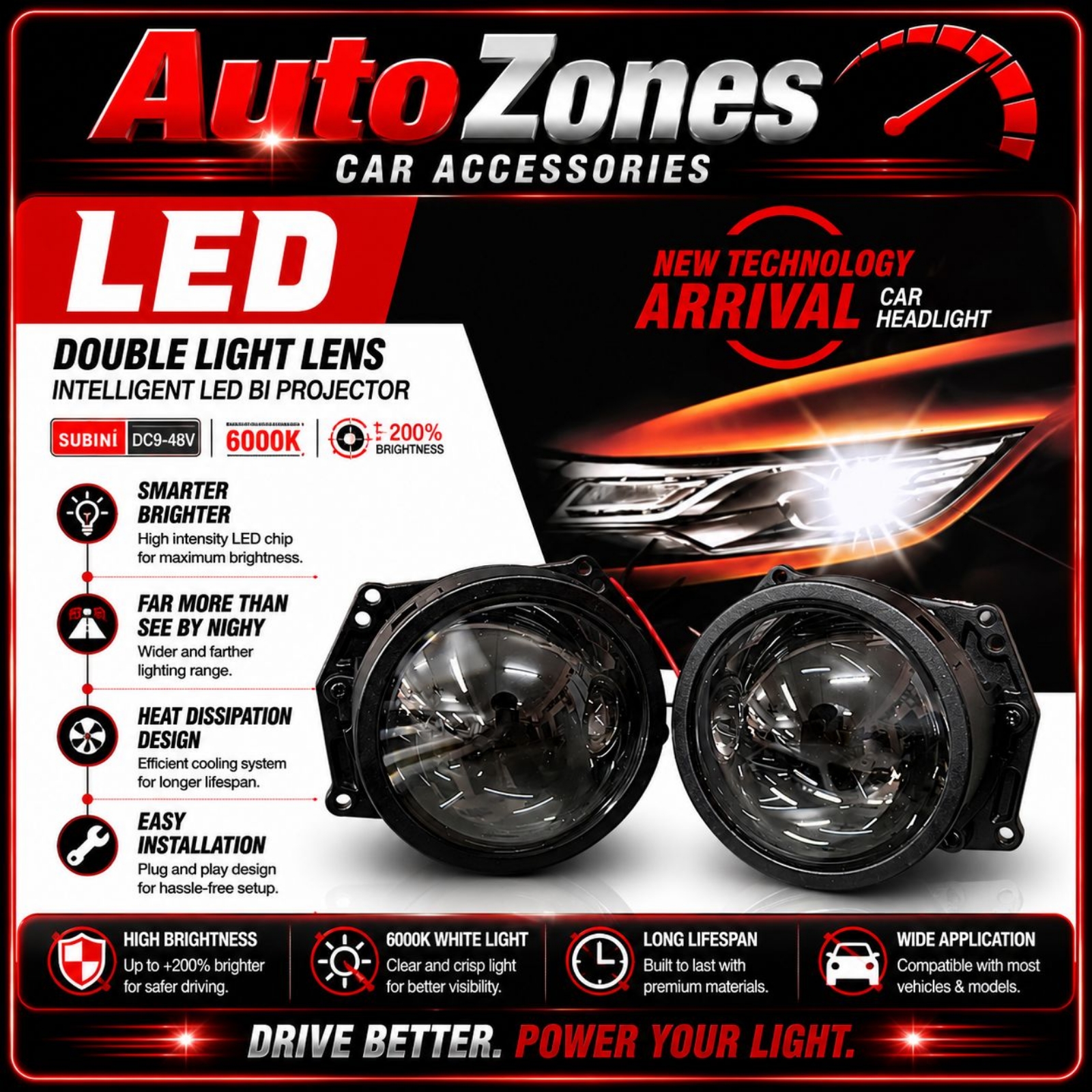 60W 3 inch LED Projector Headlight Lens Hella TS2 P02 19000LUX 6500k High/Low Lamp LED Light For Car Headlamp