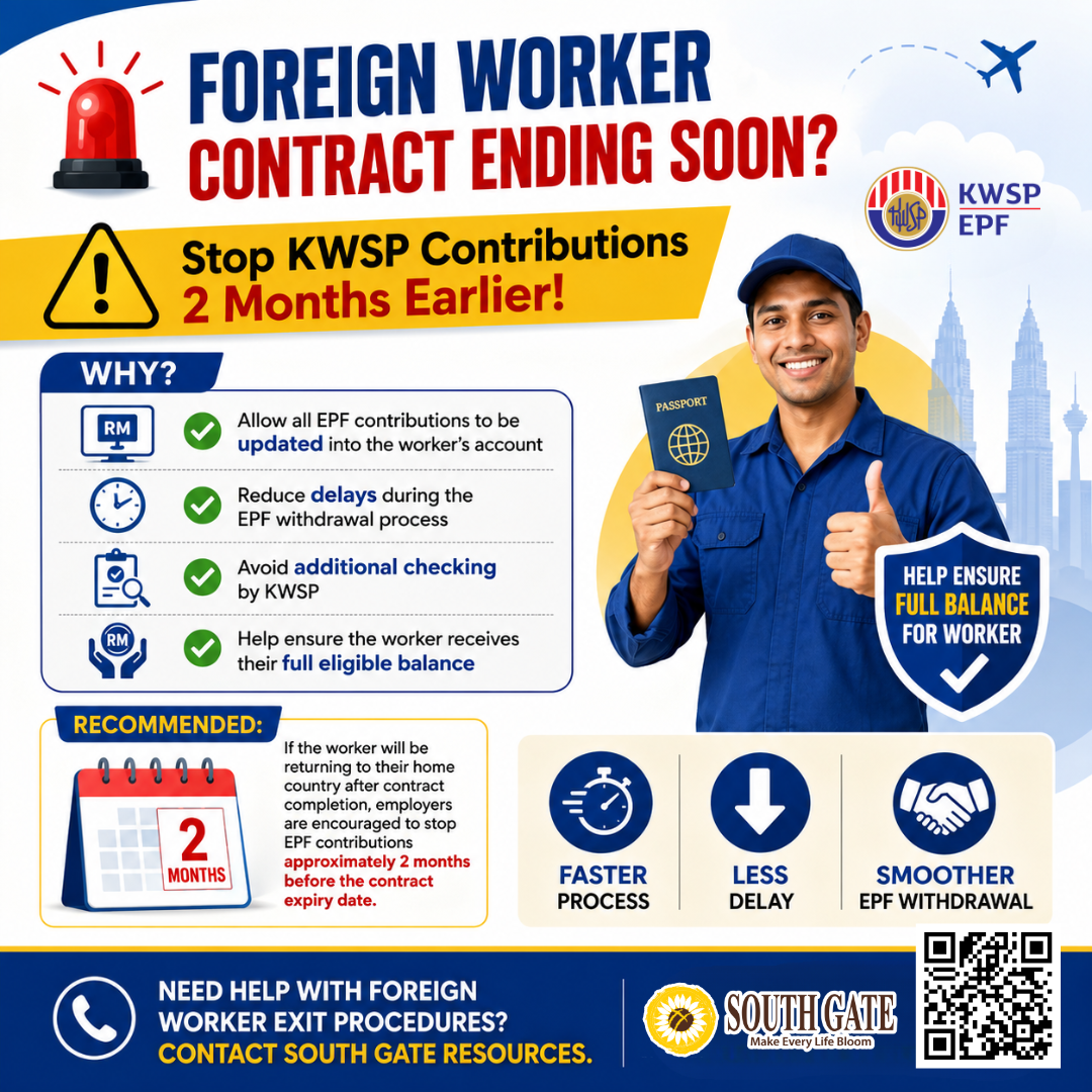 Why Employers Should Stop EPF (KWSP) Contributions 2 Months Before a Foreign Worker's Contract Ends