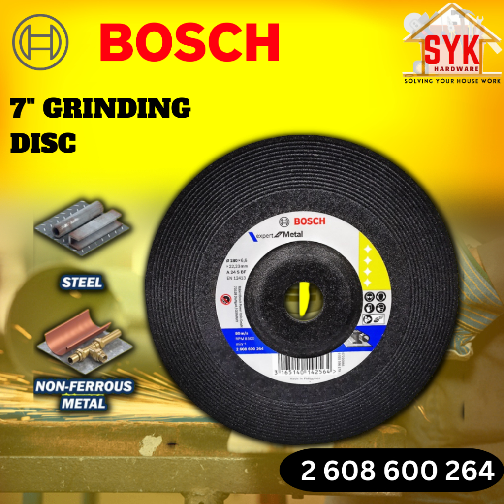 SYK Bosch 7 Inch 7" (180mm) Grinding Disc Expert For Metal Power Tools Disc Mata Grinder Gosok Besi 2608600264