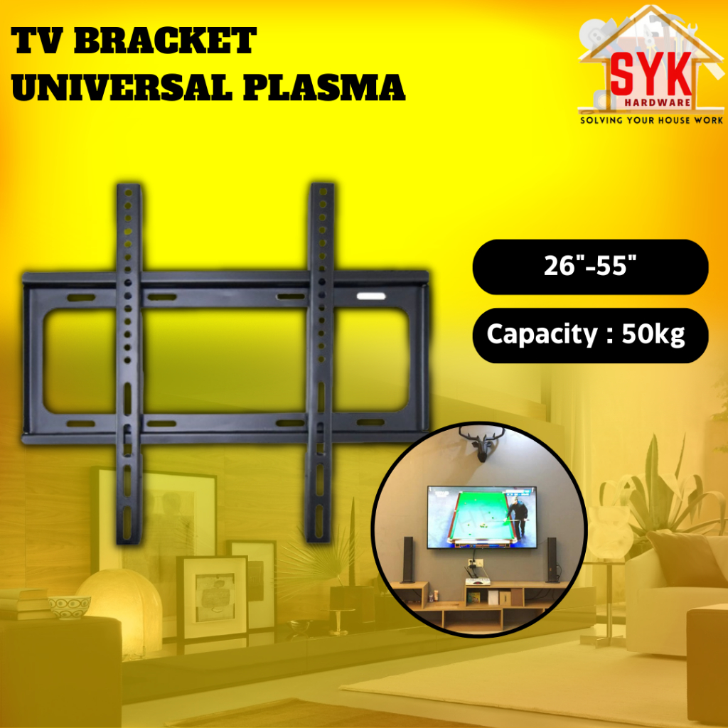 SYK TV Bracket Universal Plasma 26-55 Inch LCD Flat Panel TV Wall Mount Holder Bracket Pendakap Gantung