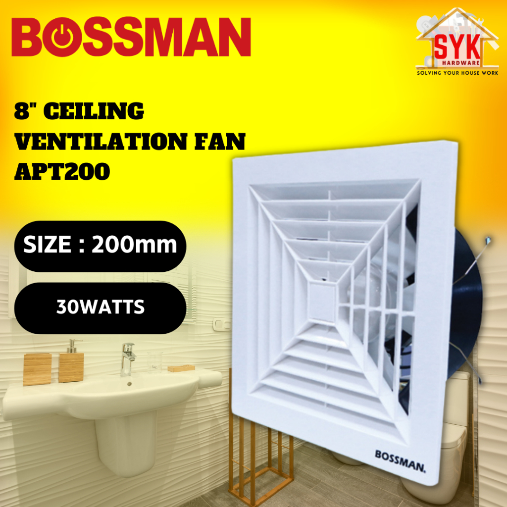 SYK Bossman  APT200 8 Inch bedroom living room toilet kitchen Exhaust Fan Ventilator Air Ejector Fan