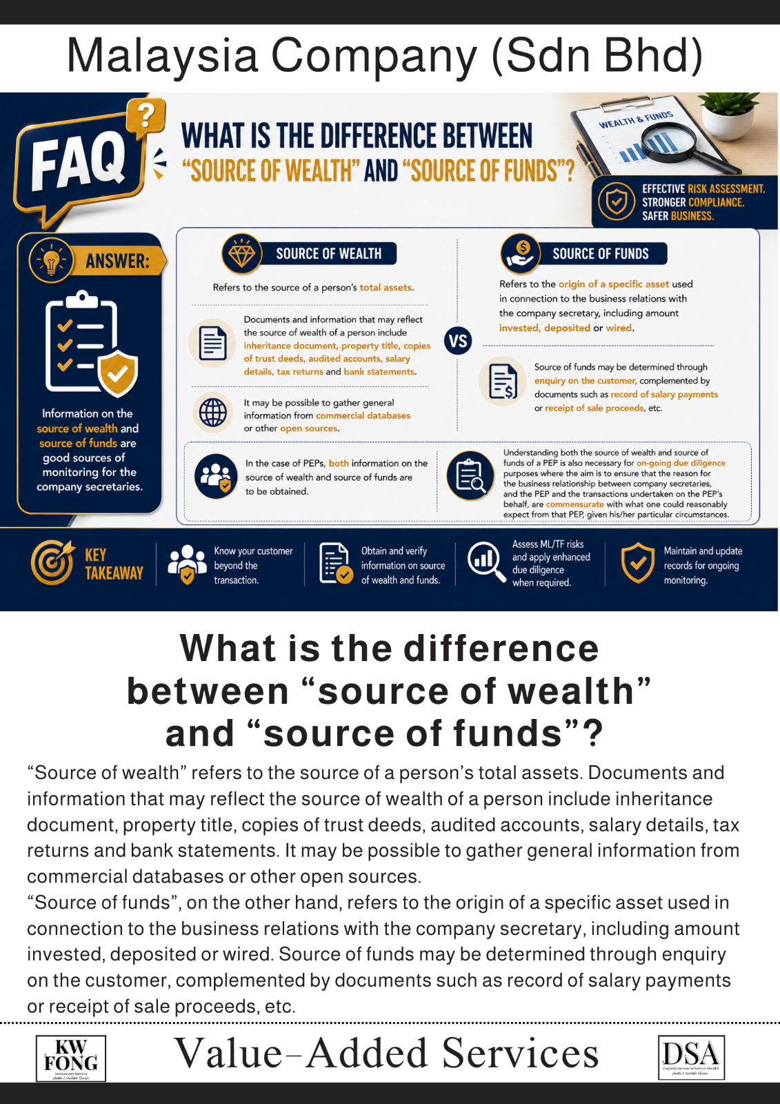 What is the difference between “source of wealth” and “source of funds”? “财富来源（Source of Wealth）”与“资金来源（Source of Funds）”有什么区别？