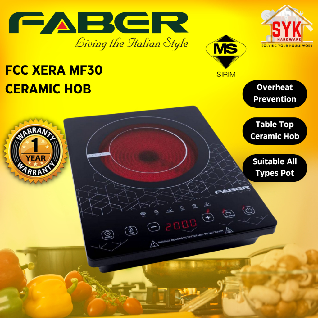 SYK FABER Ceramic Cooker FCC XERA MF30 SF20 2000W Kitchen Appliances Electric Cooker Hob Dapur Masak Elektrik Camping