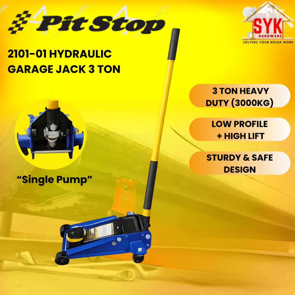 SYK Pit Stop Hydraulic Garage Jack 2101-01 3 Ton Heavy Duty Car Floor Jack Kit Jack Stand Jek Kereta Tyre