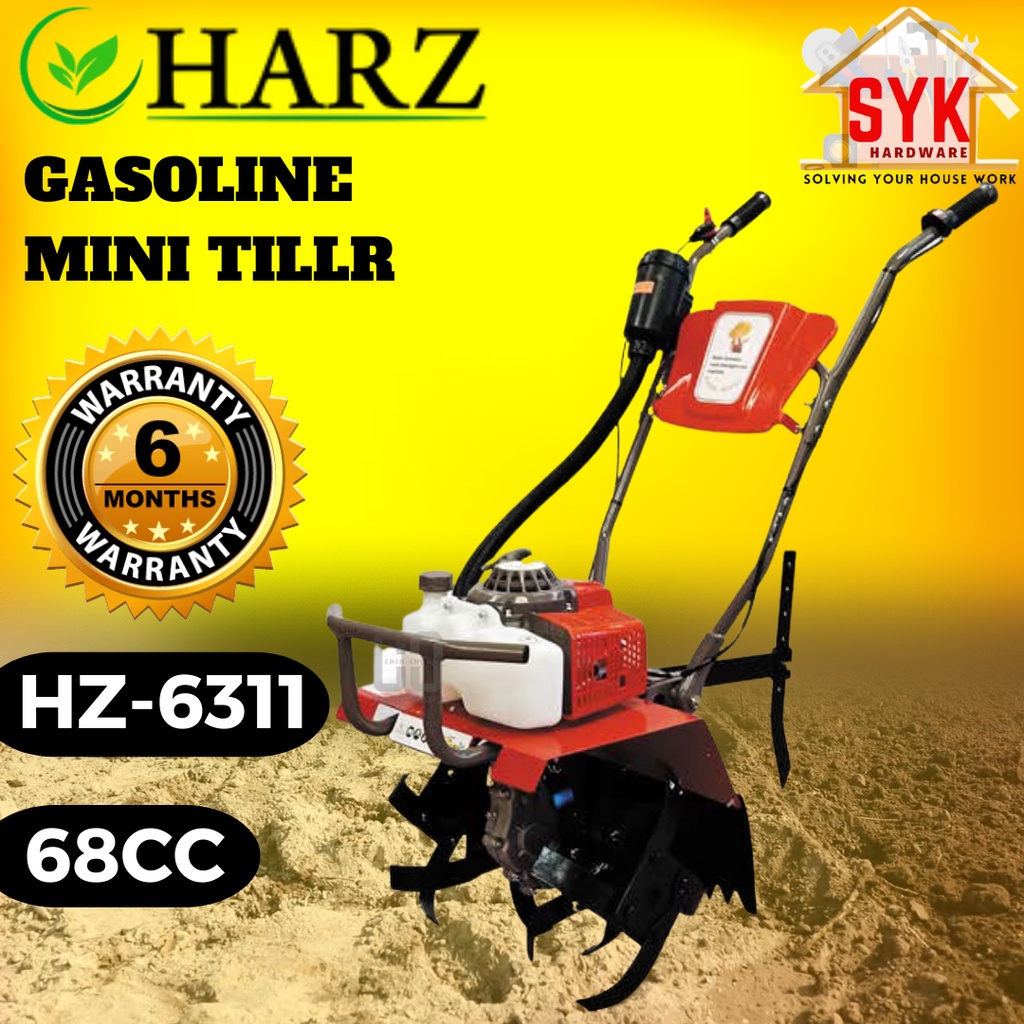 SYK Free Shipping Harz HZ-6311 Gasoline Mini Rotary Tiller Cultivator Machine Double Geared 2Stroke Engine Mesin Penanam