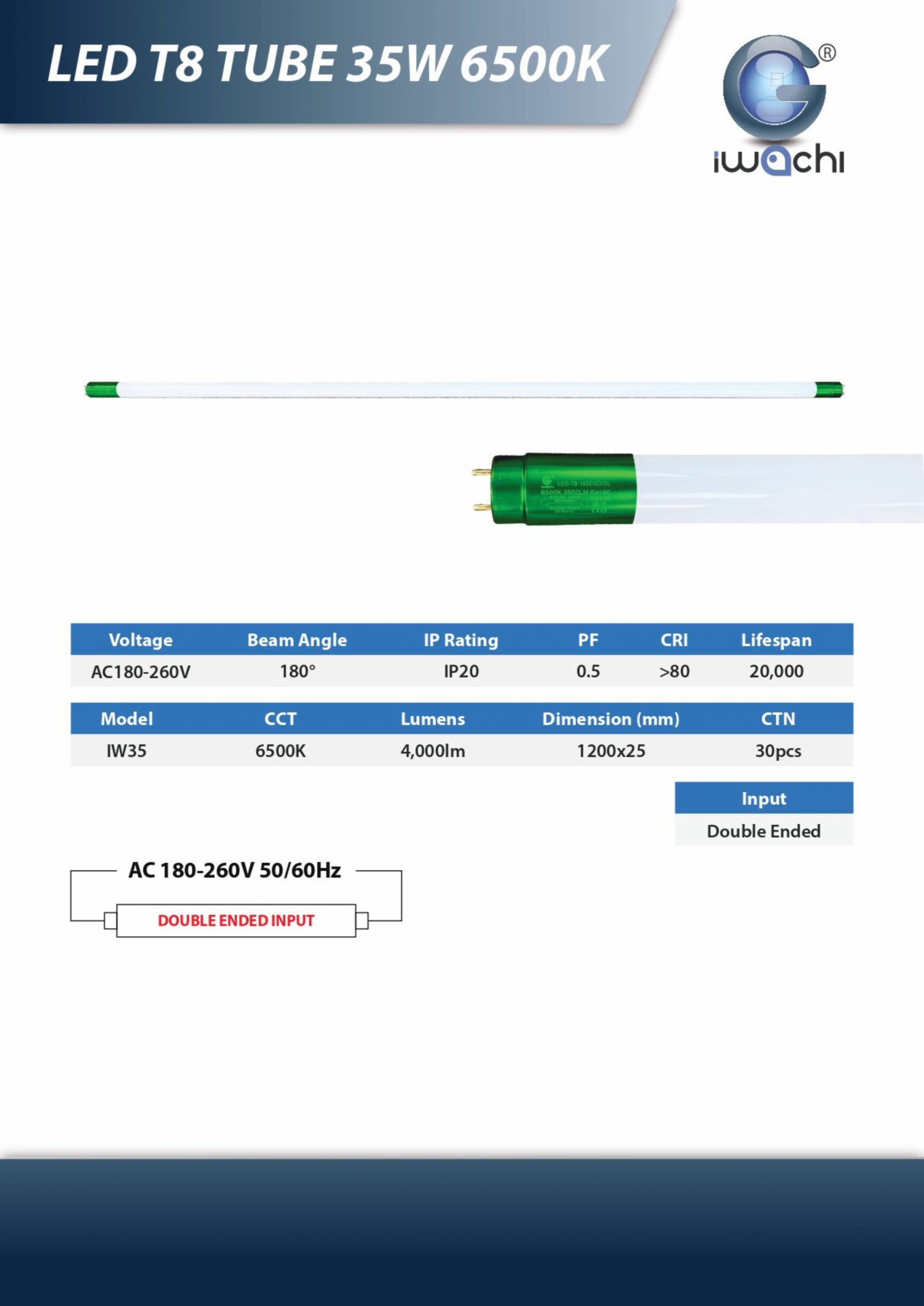 Iwachi T8 35W LED Tube
