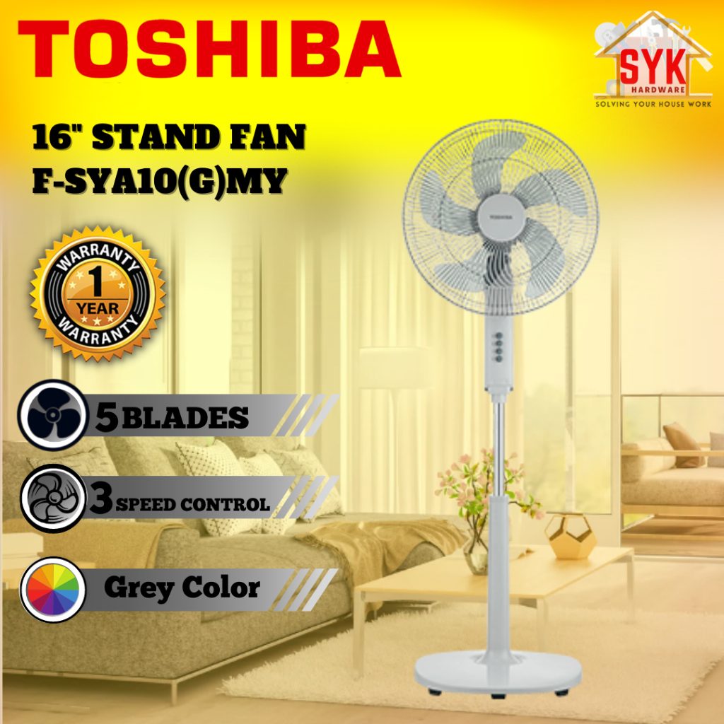 SYK Toshiba F-SYA10(G)MY 16 Inch Stand Fan Electric 5 Blade Stand Fan Floor Stand Fan Kipas Berdiri Angin