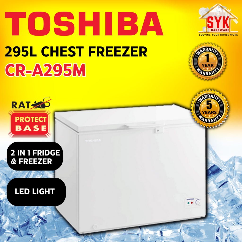 SYK TOSHIBA CR-A295M 295Liter 2 In 1 Chest Freezer Fridge Deep Frozen Freezer Peti Sejuk Beku Frozen