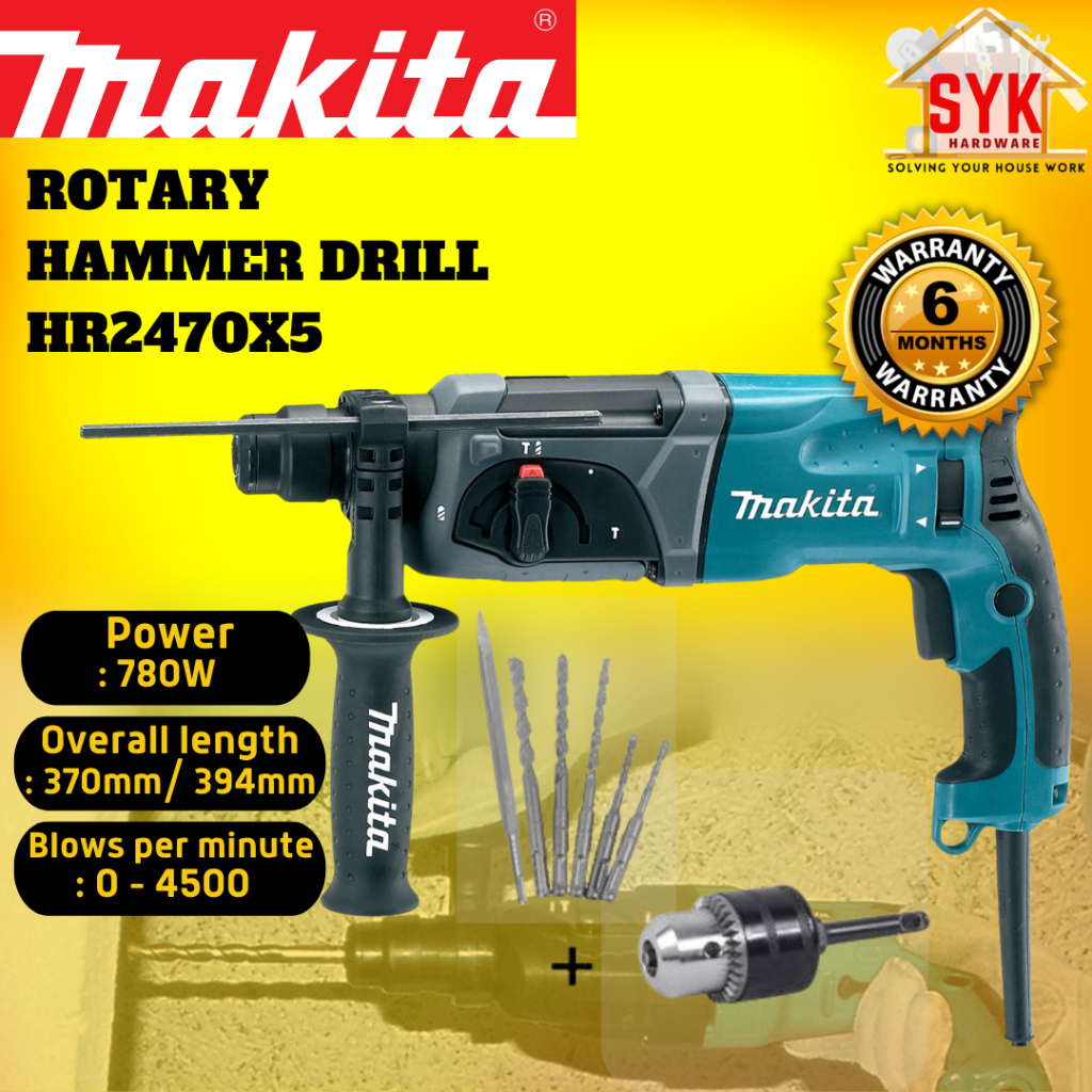 SYK Makita HR2470X5 Electric Machine Rotary Hammer Drill Mesin Gerudi Tukul Putar Peralatan Kuasa Drill