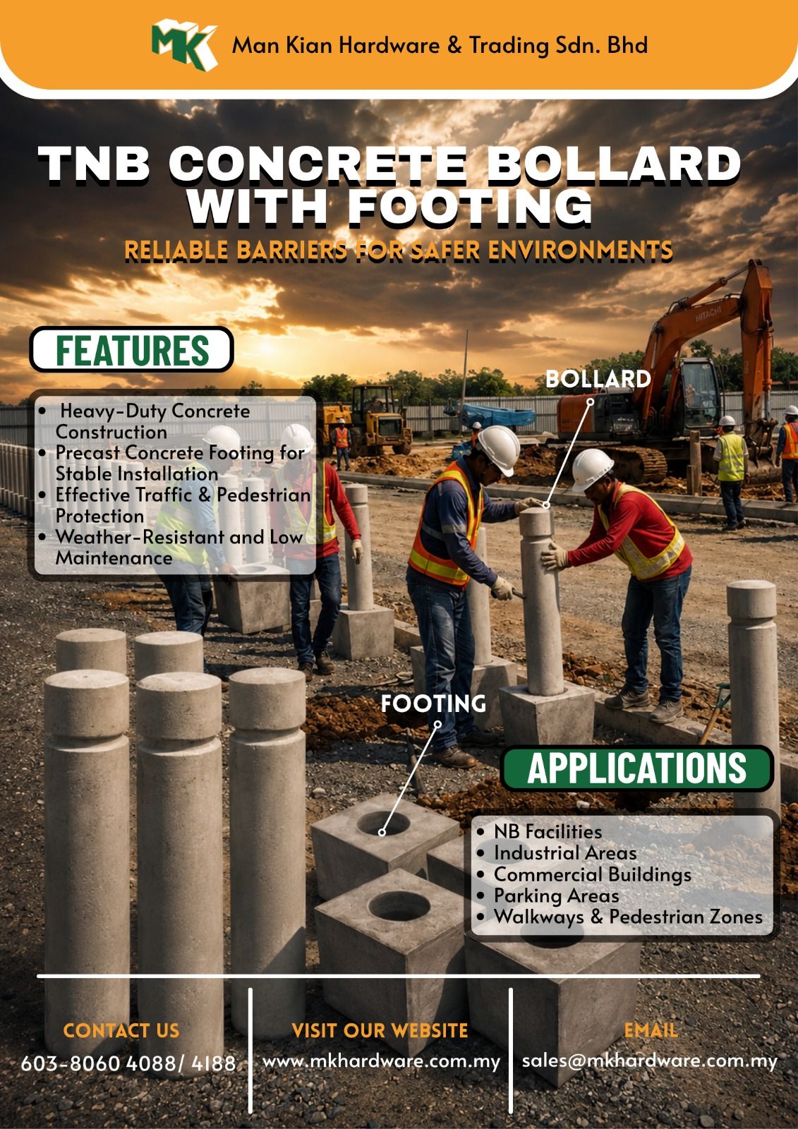 TNB Concrete Bollard with Footing – Built for Maximum Protection