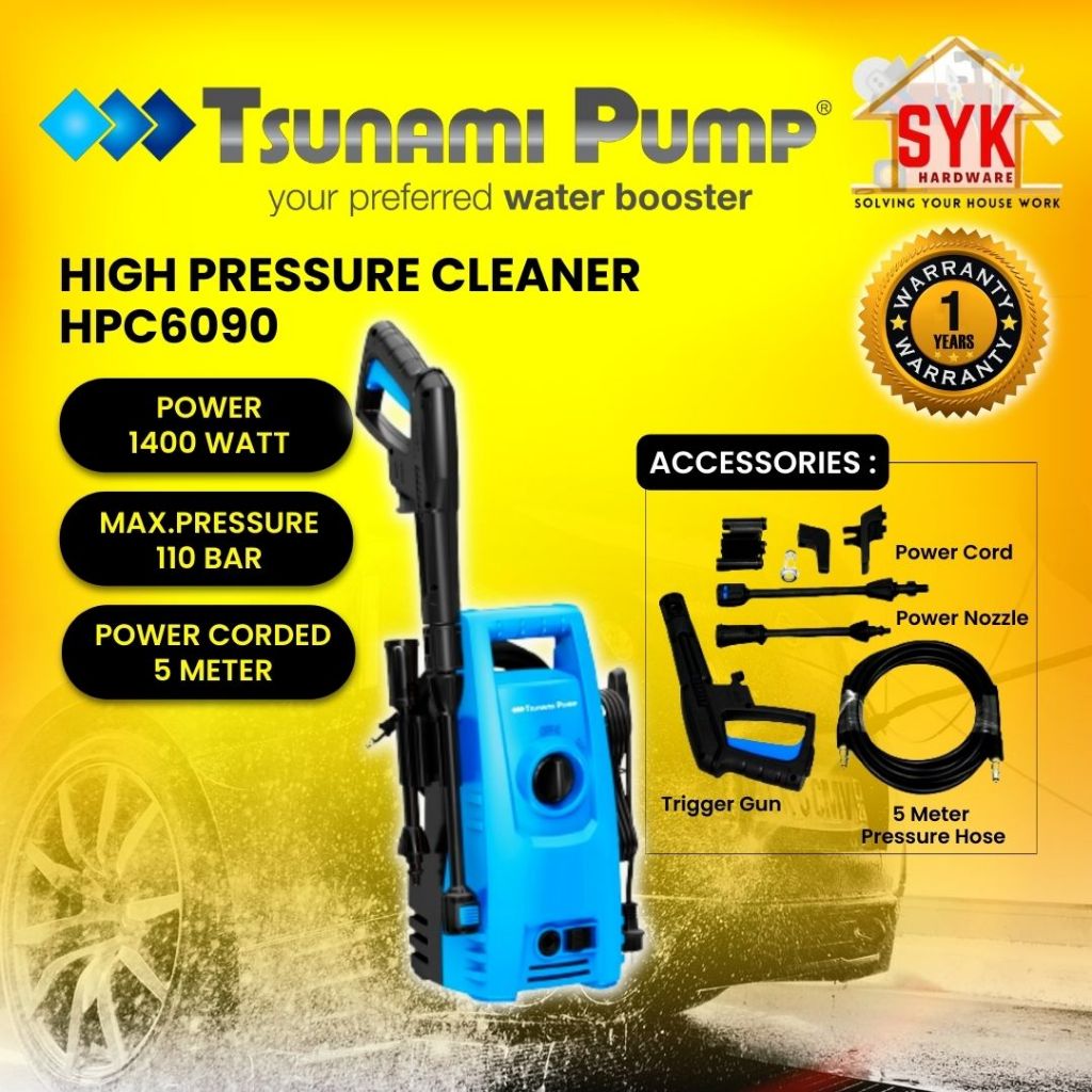 SYK Tsunami Water Jet HPC6090 High Pressure Cleaner Pressure Washer Water Jet Mesin Cuci Kereta Lantai