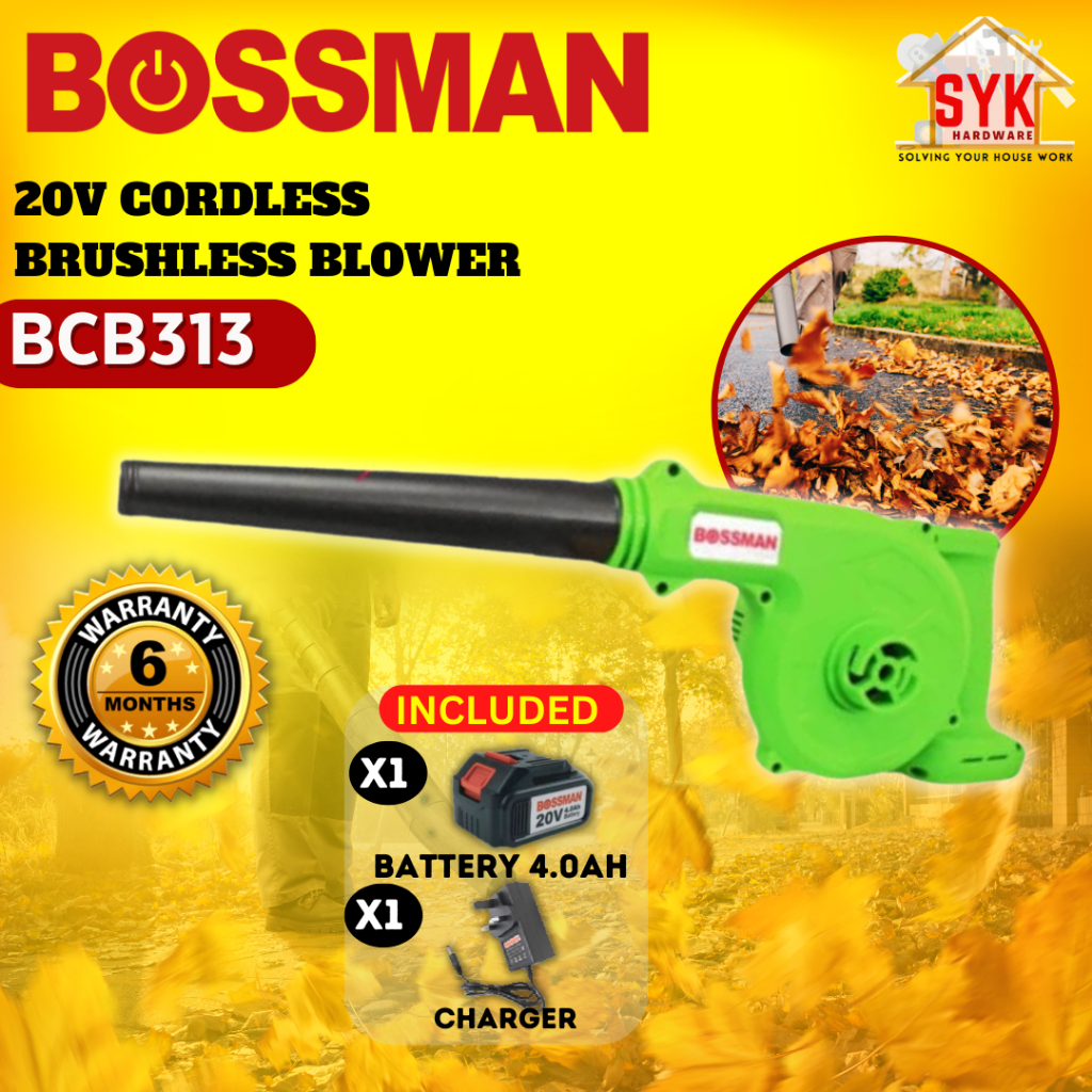 SYK Bossman BCB313 Cordless Blower Battery Gardening Tools Mesin Blower Tangan Mesin Angin Cordless Leaf Blower