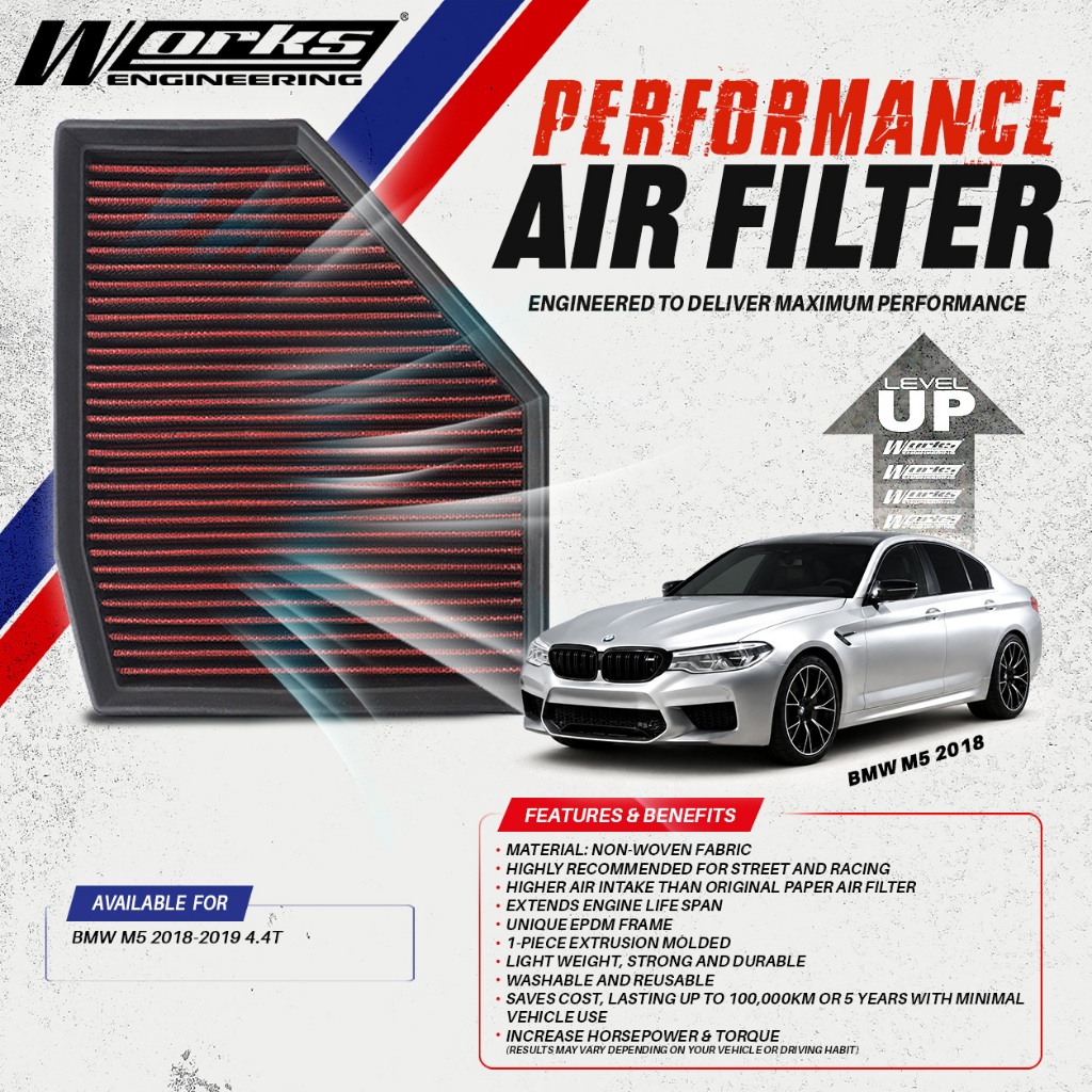WORKS ENGINEERING Air Filter for BMW M5 4.4T 2018-2019 (PRICE FOR 1 PIECE)