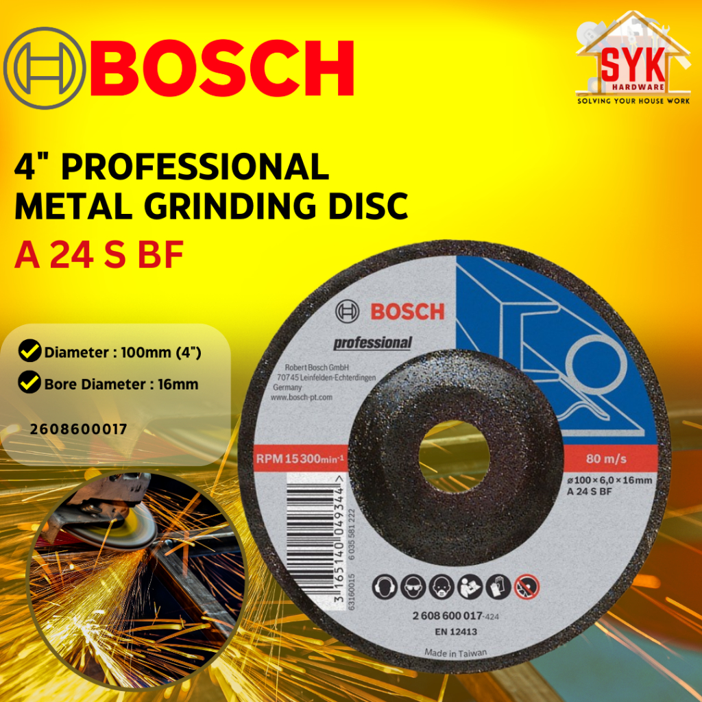 SYK Bosch 2608600017 100mm 4” 1Pcs Expert For Metal Grinding Disc Grinder Disc Cakera Pengisaran Besi Keluli Lembut