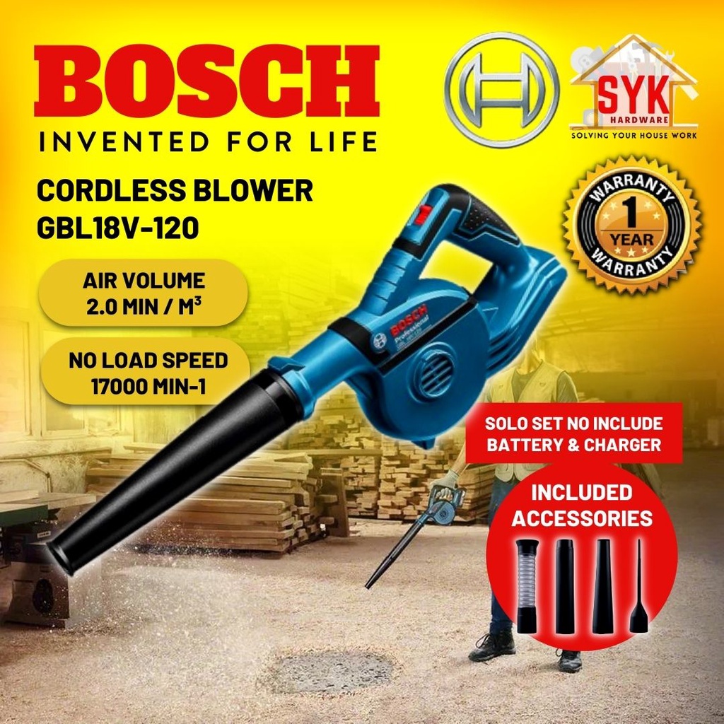 SYK Bosch GBL18V-120 GBL 18V-120 Cordless Blower Electric Air Blower Vacuum Leaf Blower Blower Angin - 06019F51L0