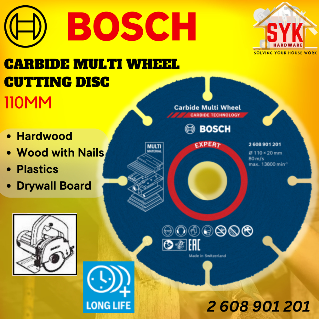 SYK Bosch Carbide Multi Wheel Cutting Disc 110mm Marble Cutter Disc Mata Potong Besi Kayu 2 608 901 201