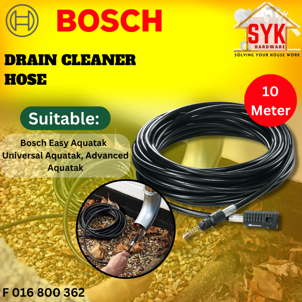 SYK Bosch Drain Cleaner Hose High Pressure Cleaning Hose Aquatak Accessories Water Jet Hose 10 Meter F016800362