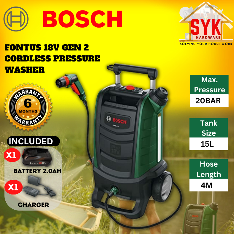 SYK Bosch Fontus Gen 2 Cordless Universal High Pressure Cleaner 18V WaterJet Mesin Cuci Kereta Lantai 06008B6171