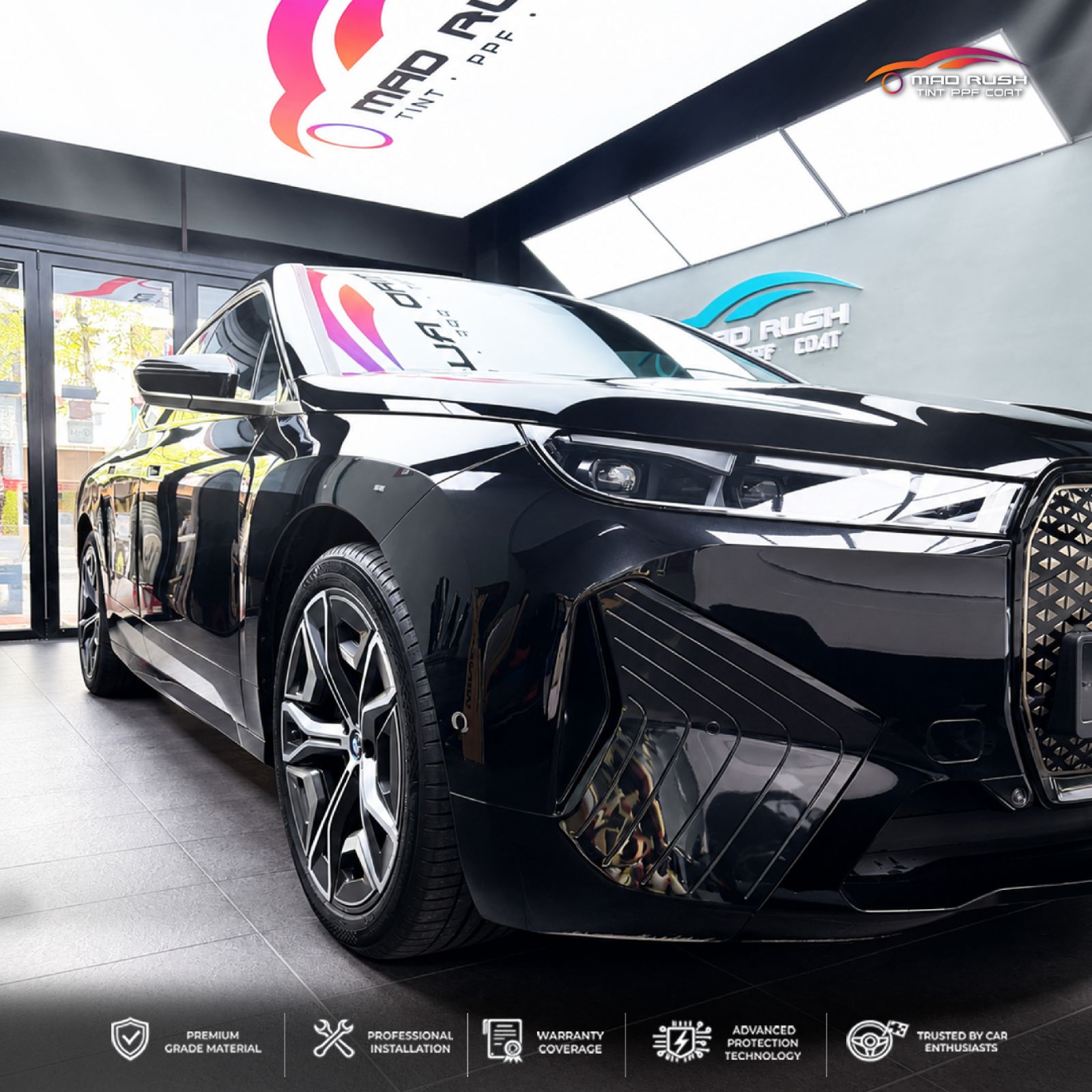 BMW iX50 Full Front PPF, 9H Ceramic Coating & Premium Tint in Shah Alam Glenmarie