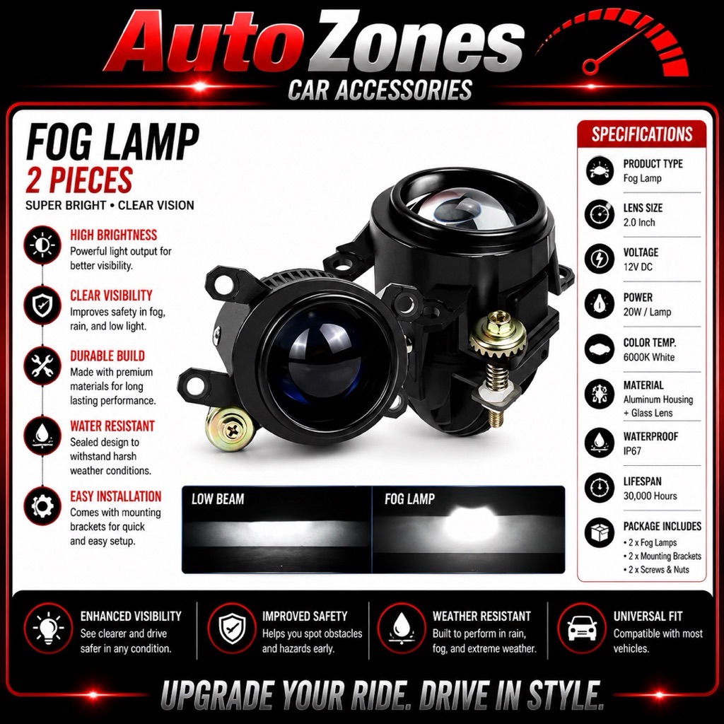 Toyota 2.0 Inch 3 Color LED Fog Lamp White Yellow Golden Yellow Projector Fog Light Upgrade High Brightness Fog Lamp for Toyota Vehicles