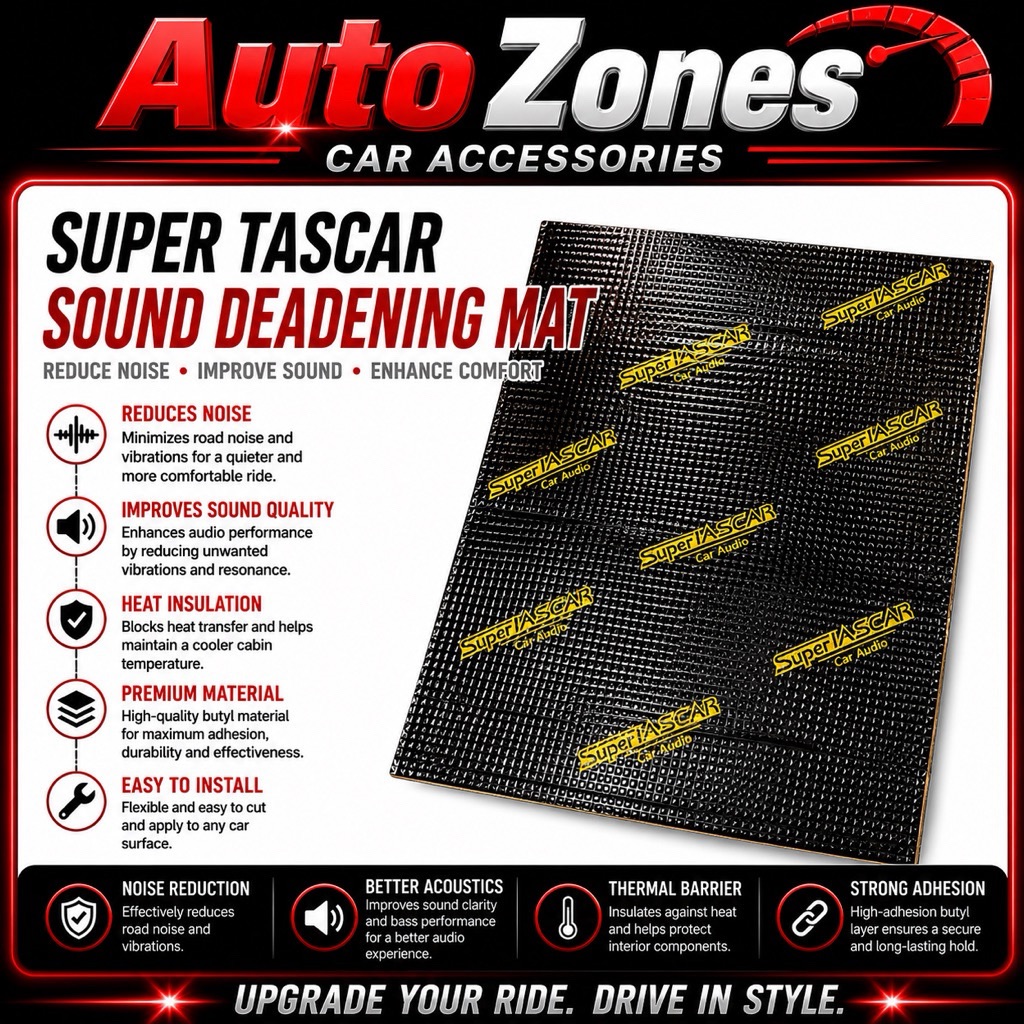 Premium Automotive Sound Deadening Mat | Butyl Rubber Noise Insulation Sheet | Heat Resistant Car Soundproof Mat for Door, Floor, Roof, Bonnet & Boot