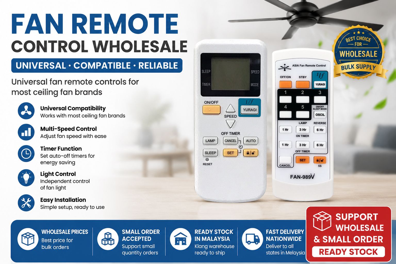 Pembekal Borong Remote Kipas Malaysia | Stok Sedia & MOQ Rendah