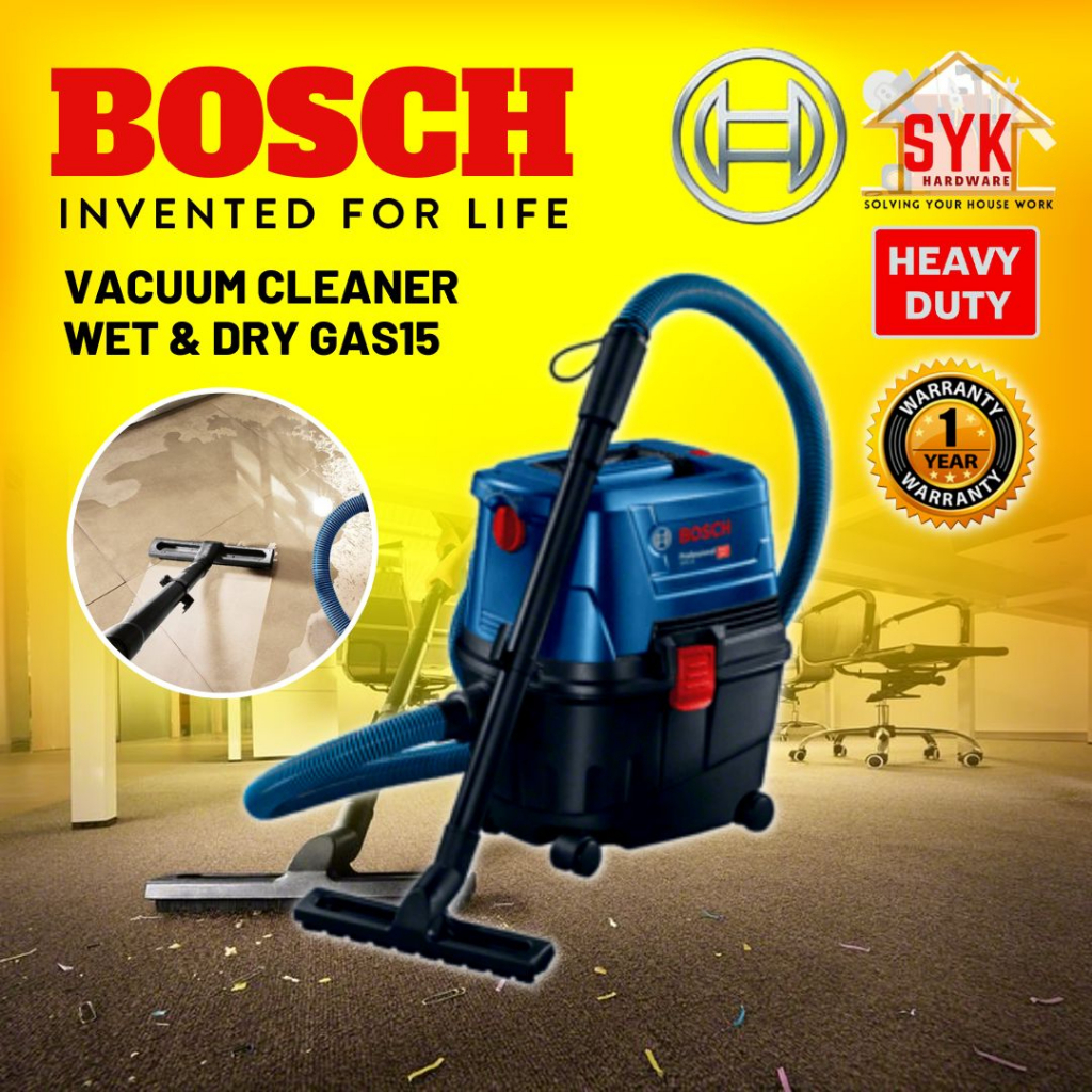 SYK Bosch GAS15 GAS 15 Corded Wet & Dry Vacuum Cleaner Extractor Pembersih Vakum Basah & Kering - 06019E50L0