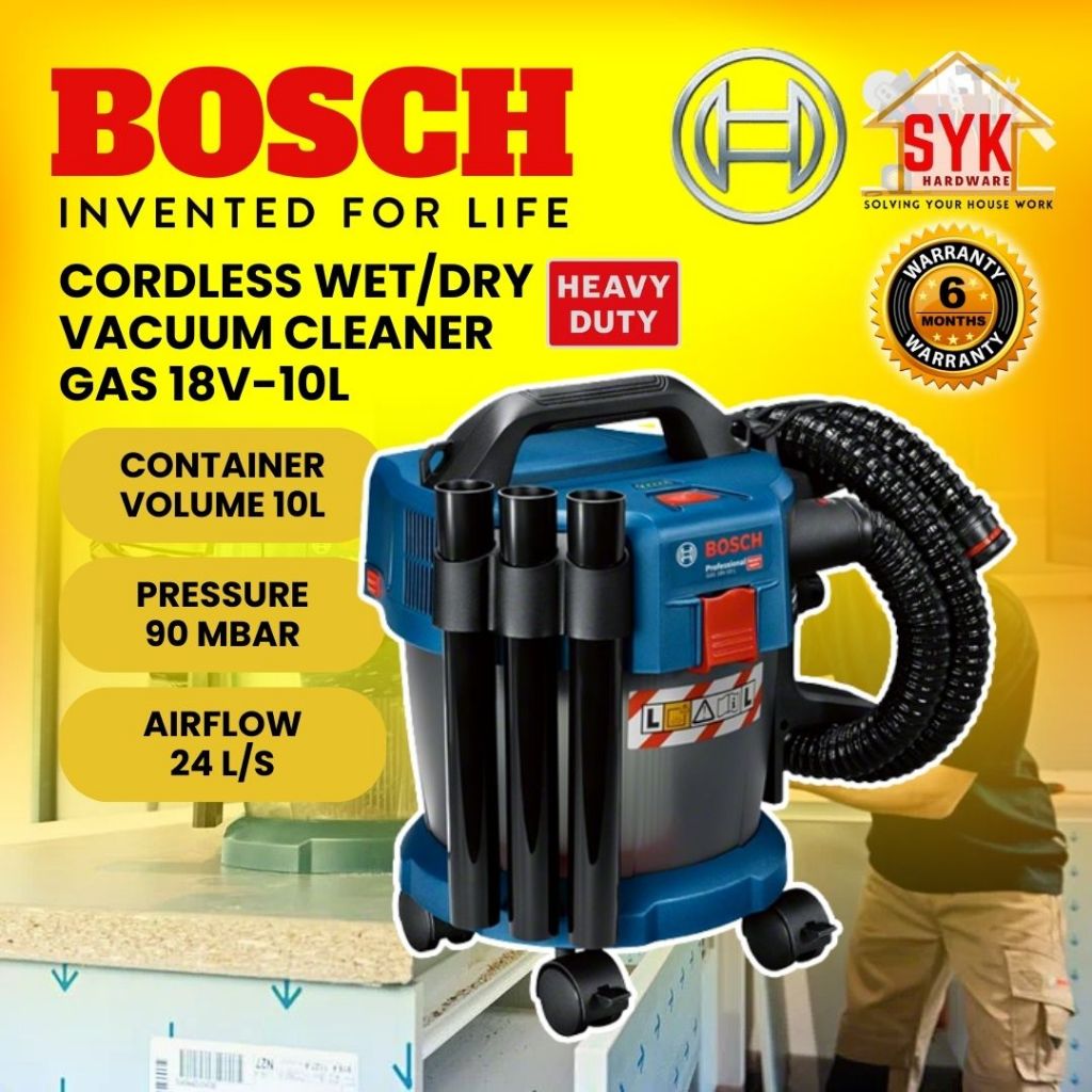 SYK Bosch GAS 18V-10L GAS18V-10L Cordless Wet & Dry Vacuum Cleaner Extractor Pembersih Vakum Basah & Kering - 06019C63K0