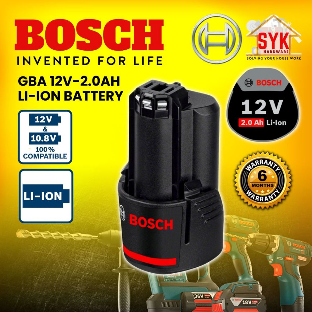 SYK Bosch GBA 12V 2.0AH 12V Li-ion Battery Bosch 12v Battery Bosch Battery 12v-1600A00F6X