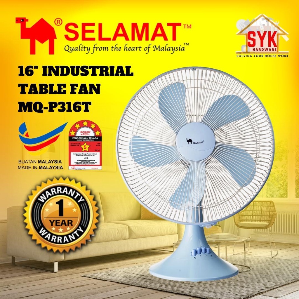 SYK Table Fan 16 Inch Selamat MQ-P316T / Toshiba F-TSA20(G)MY Electric Fan Home Appliances Kipas Meja Kipas Angin 风扇