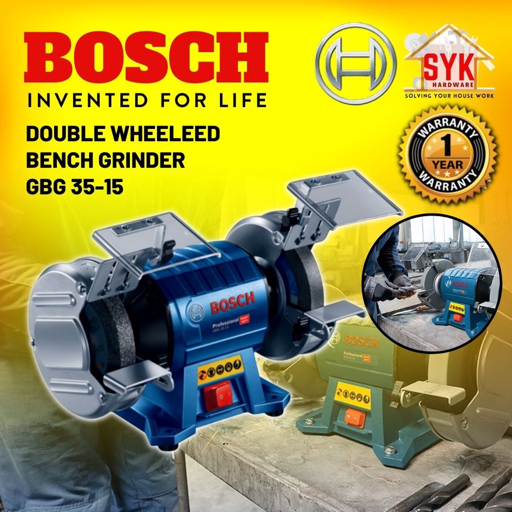 SYK BOSCH GBG 35-15 GBG35-15 Double Wheel Bench Grinder Machine Stone Polishing Power Tools Mesin Pengisar - 060127A3L0