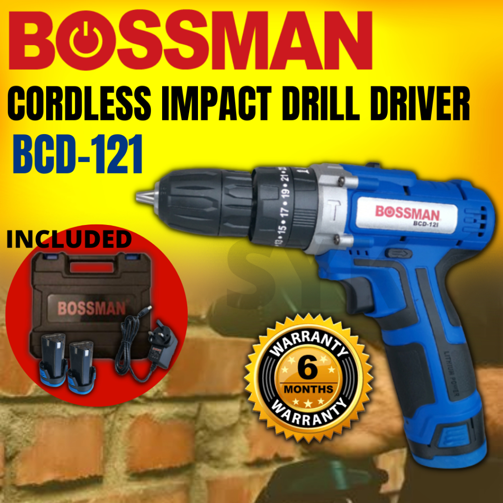 (FREE SHIPPING) SYK BOSSMAN BCD-121 MOSTAZ MS1005BMC 12V Cordless Impact Hammer Drill Driver Mesin Impak Pemandu Gerudi