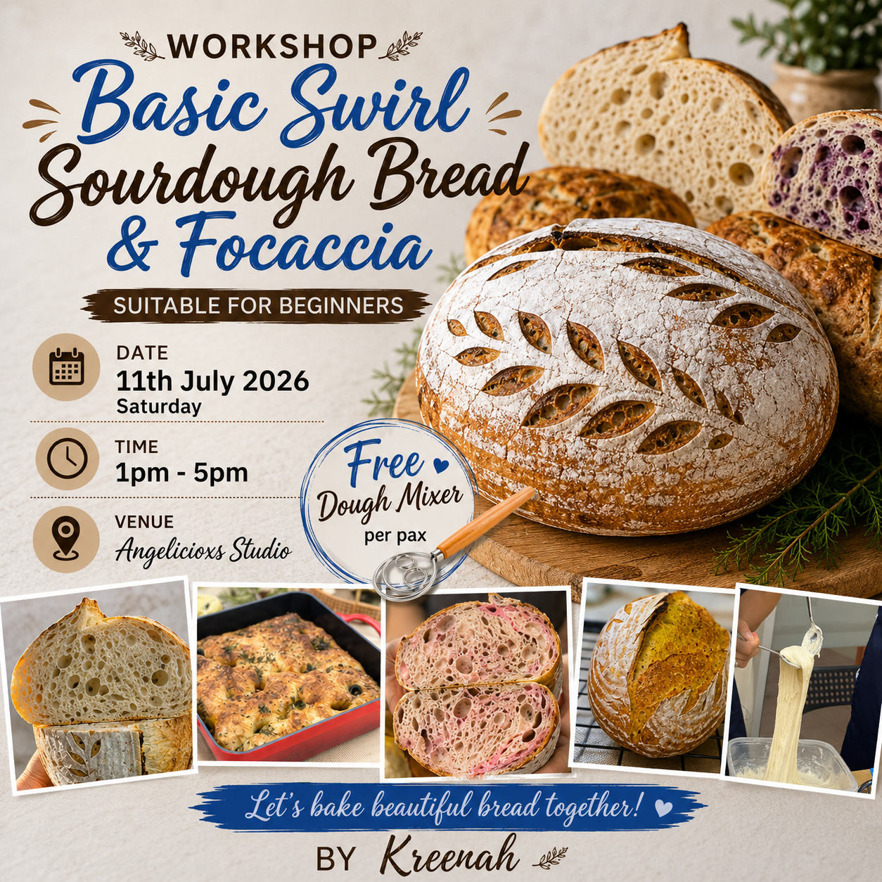 Basic Swirl Sourdough and. Focaccia Workshop