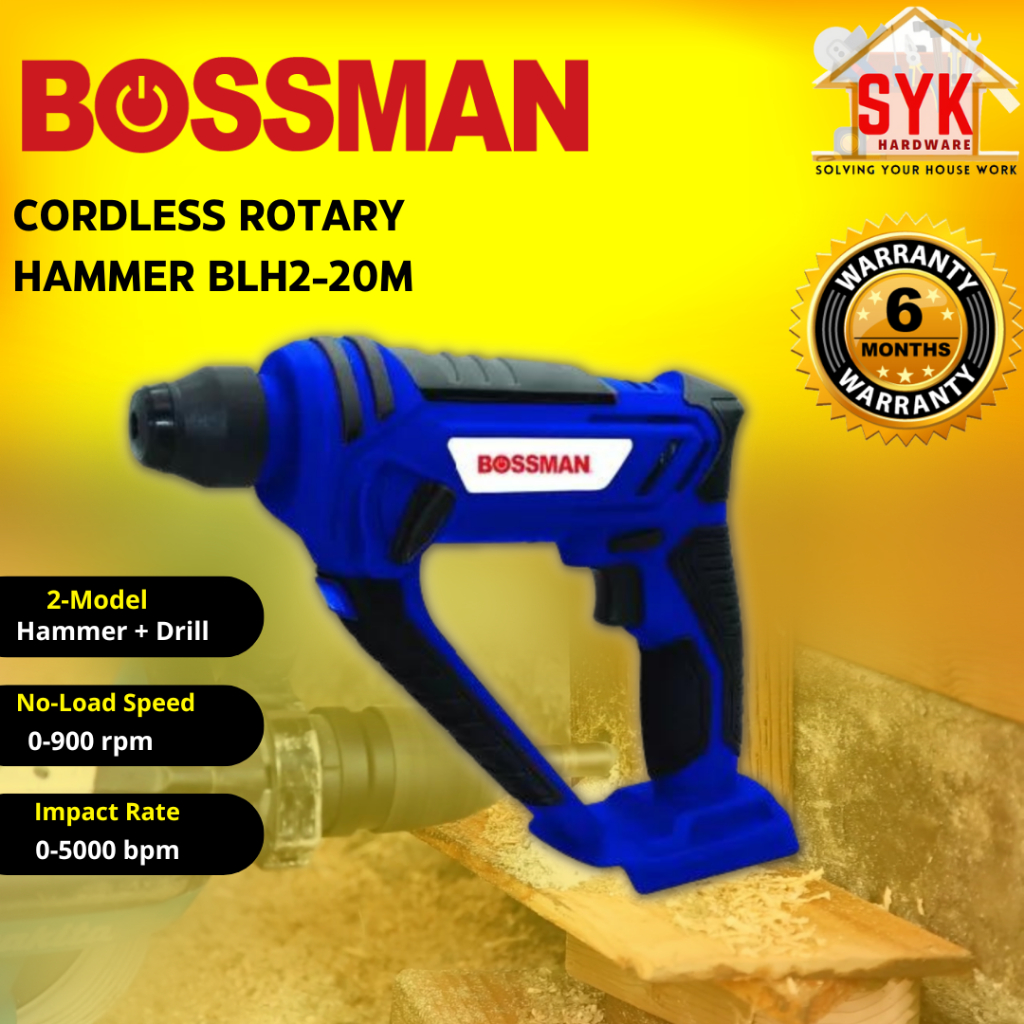 SYK (Free Shipping) BOSSMAN BLH2-20M (Bare Machine) Rotary Hammer Drill Cordless Battery Mesin Gerudi Bateri Tangan
